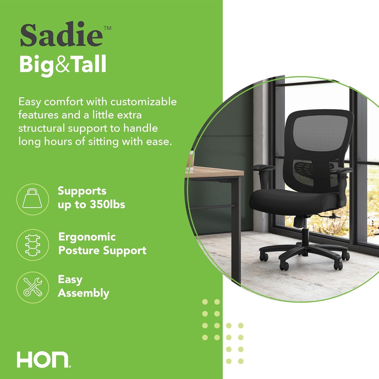 Sadie Black Mesh and Fabric Big and Tall Executive Chair