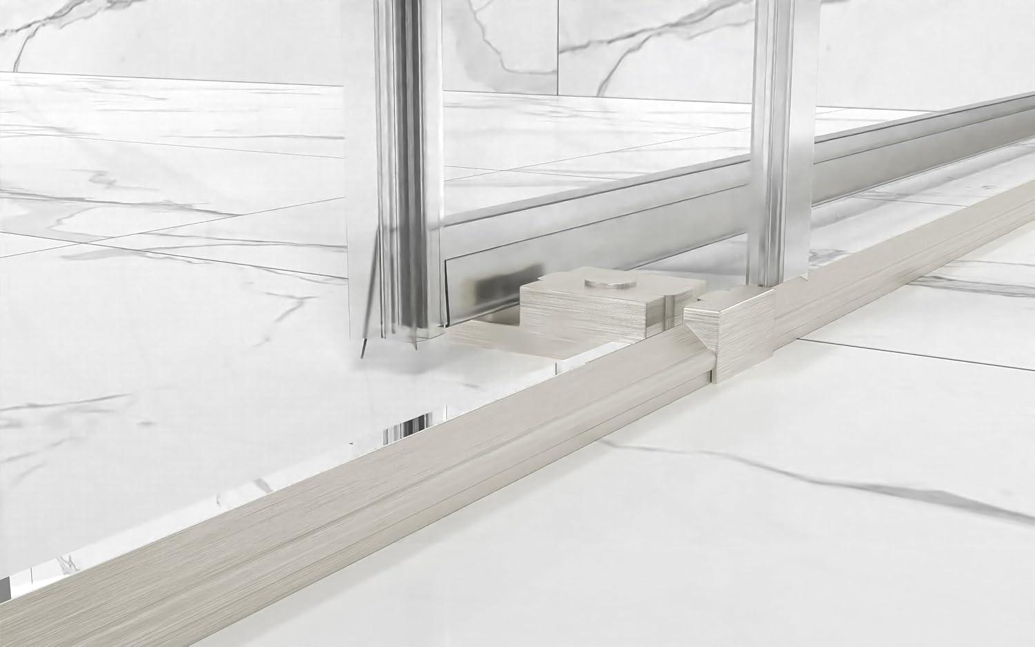 Sunrosa Shower Door 60"×76", Bypass Sliding Shower Door, Frameless Shower Door with Tempered Glass, Shower Glass Door in Brushed Nickel