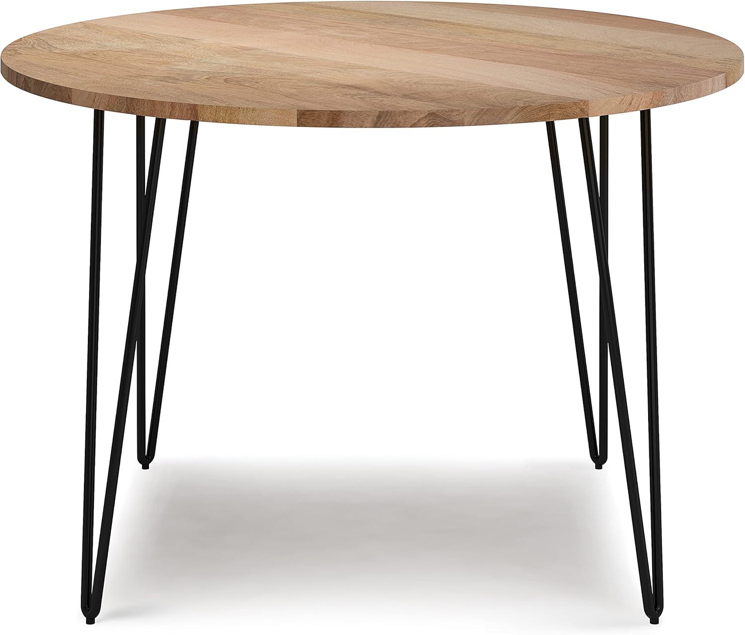 Hunter Round Solid Wood Top Metal Base Dining Table