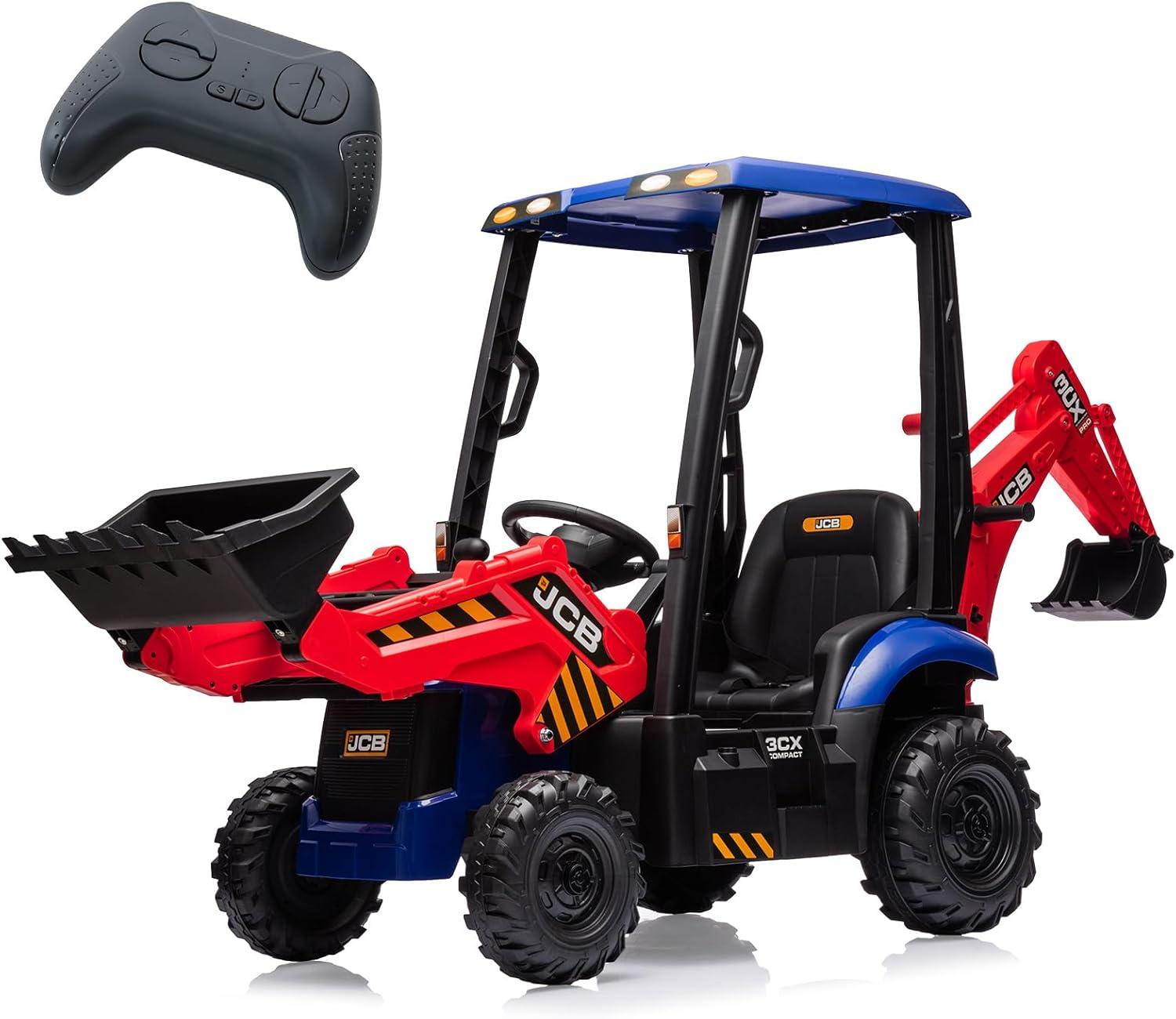 Hetoy 4 In 1 Ride On Excavator, 12V Battery Powered Electric Vehicle For Kids With Remote Control