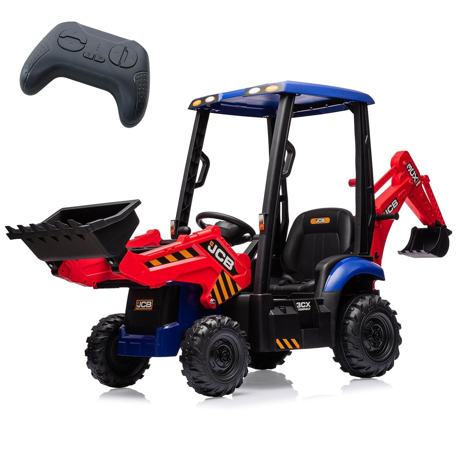 Hetoy 4 In 1 Ride On Excavator, 12V Battery Powered Electric Vehicle For Kids With Remote Control