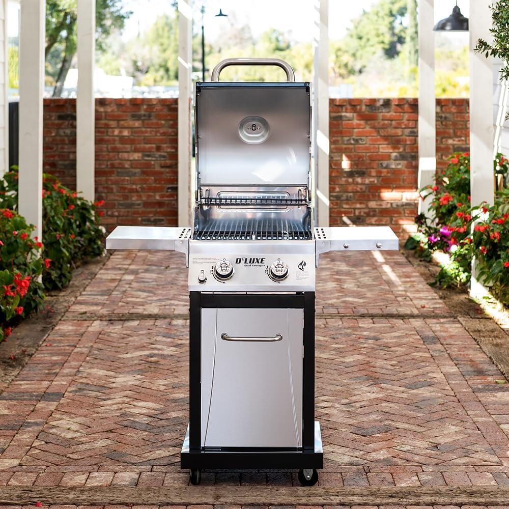 Nexgrill Deluxe 2-Burner Propane Gas Grill with Foldable Side Shelves, 28000 BTUs