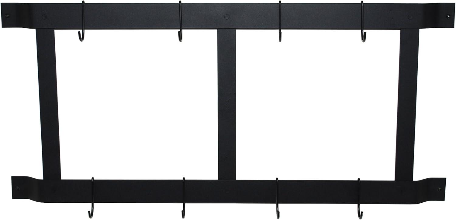 Black Adjustable Wall Mounted Pot Rack with 8 Hooks