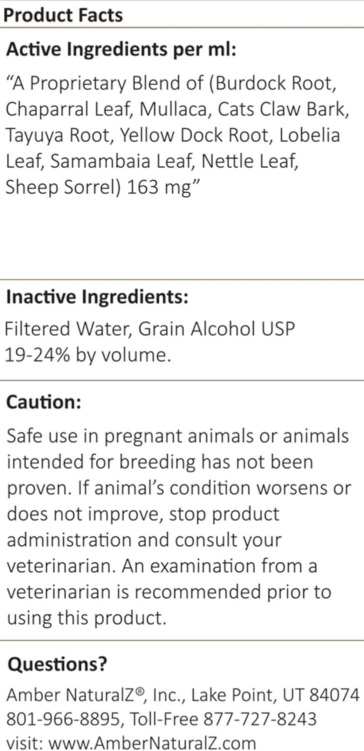 Amber NaturalZ Tumoxil Deep Skin Health Herbal Supplement for Dogs and Puppies | Canine Supplement for Skin and Metabolism Support | 1 Fluid Ounce Glass Bottle | Manufactured In the USA