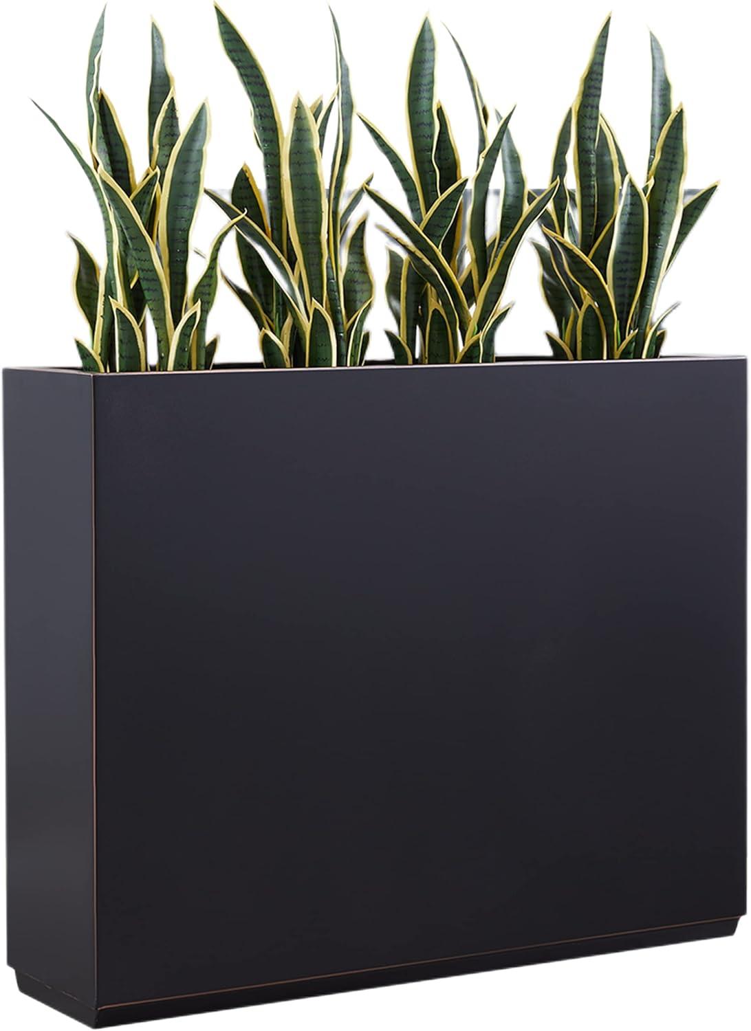 Metallic Heavy Planter for Outdoor Plants, 38Lx10Wx30H Inches Tall and Long Metal Divider Planter Box - 38"x30"x10" Espresso