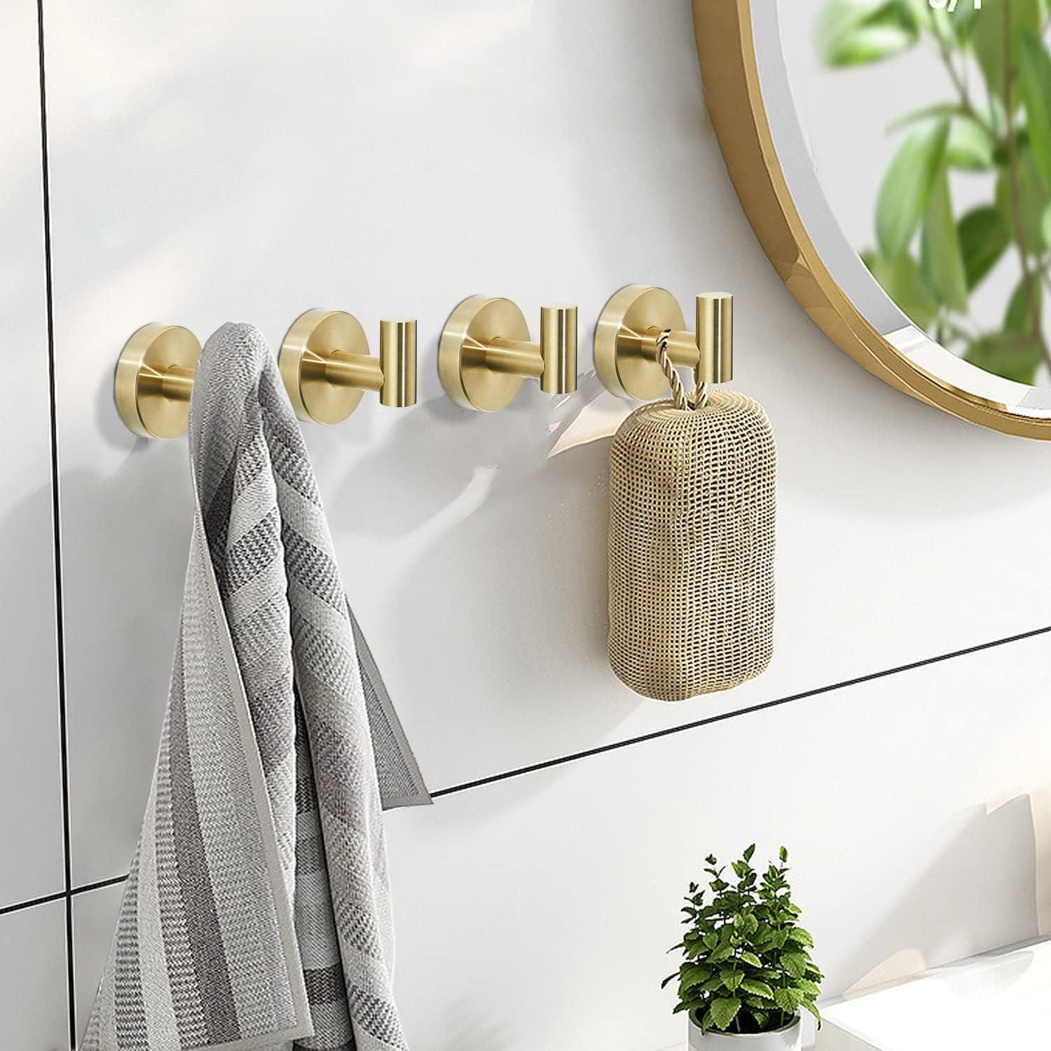 Brushed Gold Stainless Steel 4-Piece Bathroom Hardware Set