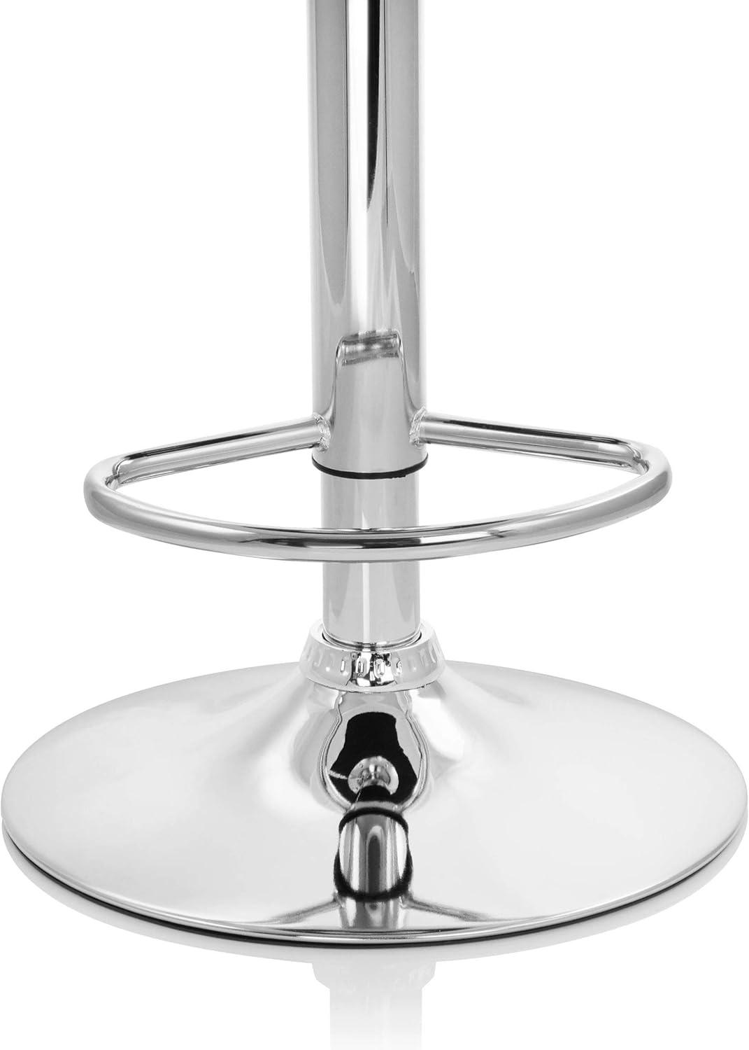 Elama 2 Piece Diamond Stitched Faux Leather Bar Stool in White with Chrome Base  and Adjustable Height