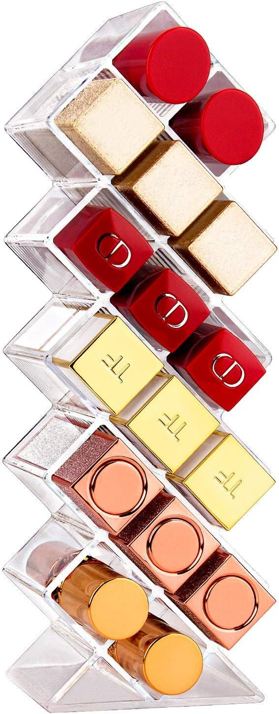 JessLab Lipstick Organizer, Acrylic Clear Lipstick Holder Cosmetic Makeup Organizer, 16 Slots