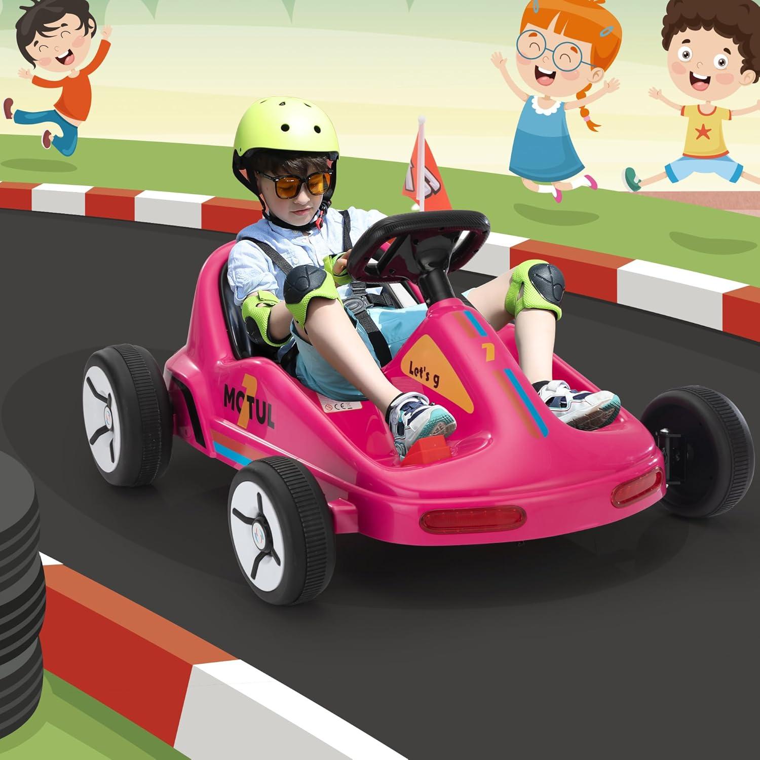 Tobbi 12v Kids Go Kart, Outdoor Battery Powered Ride On Car For Boys And Girls Aged 3-8, Childrens Electronic Toy Go Kart With 2 Speed Modes, Remote Control,bluetooth