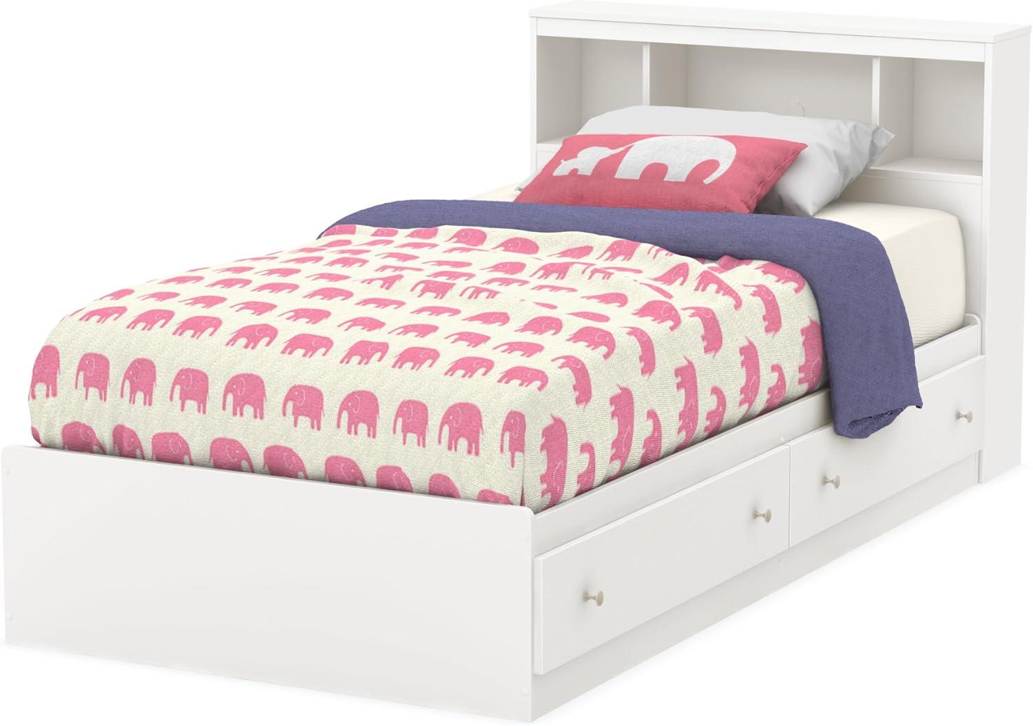 Twin Litchi Kids' Bookcase Headboard   Pure White  - South Shore