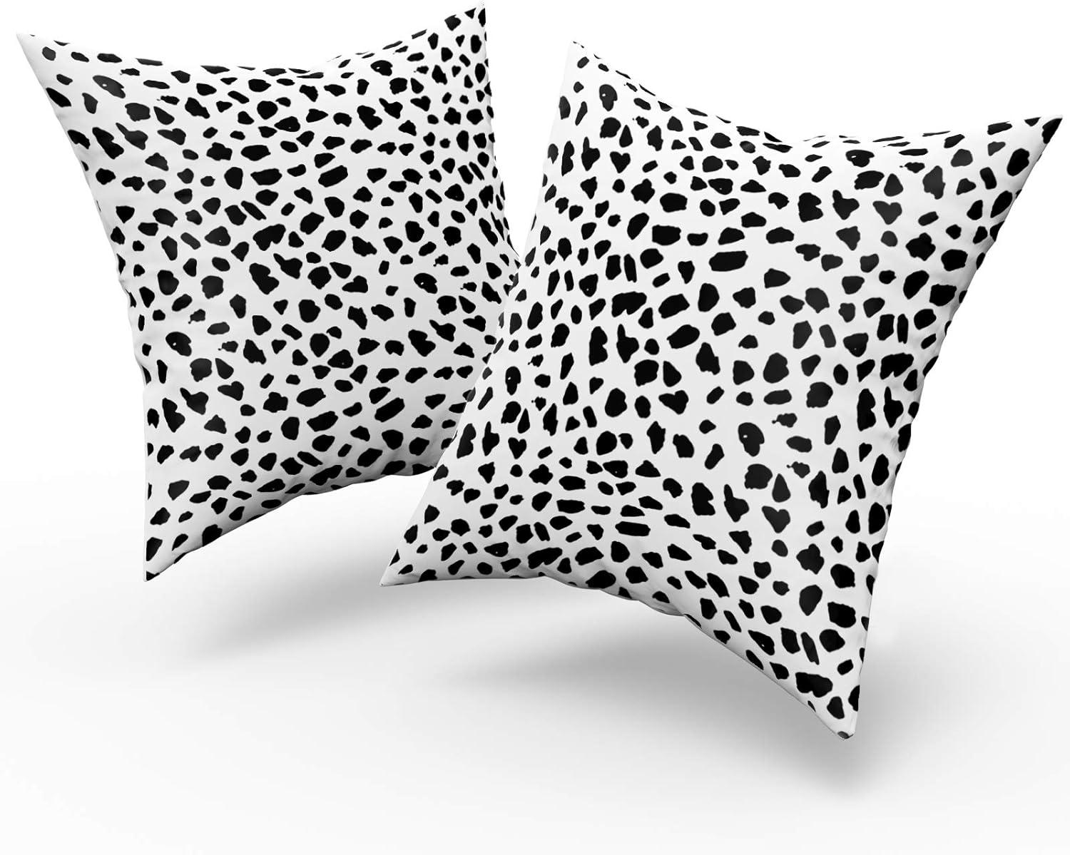 Black and White Dalmatian Polka Dot Cotton-Polyester Euro Pillow Covers