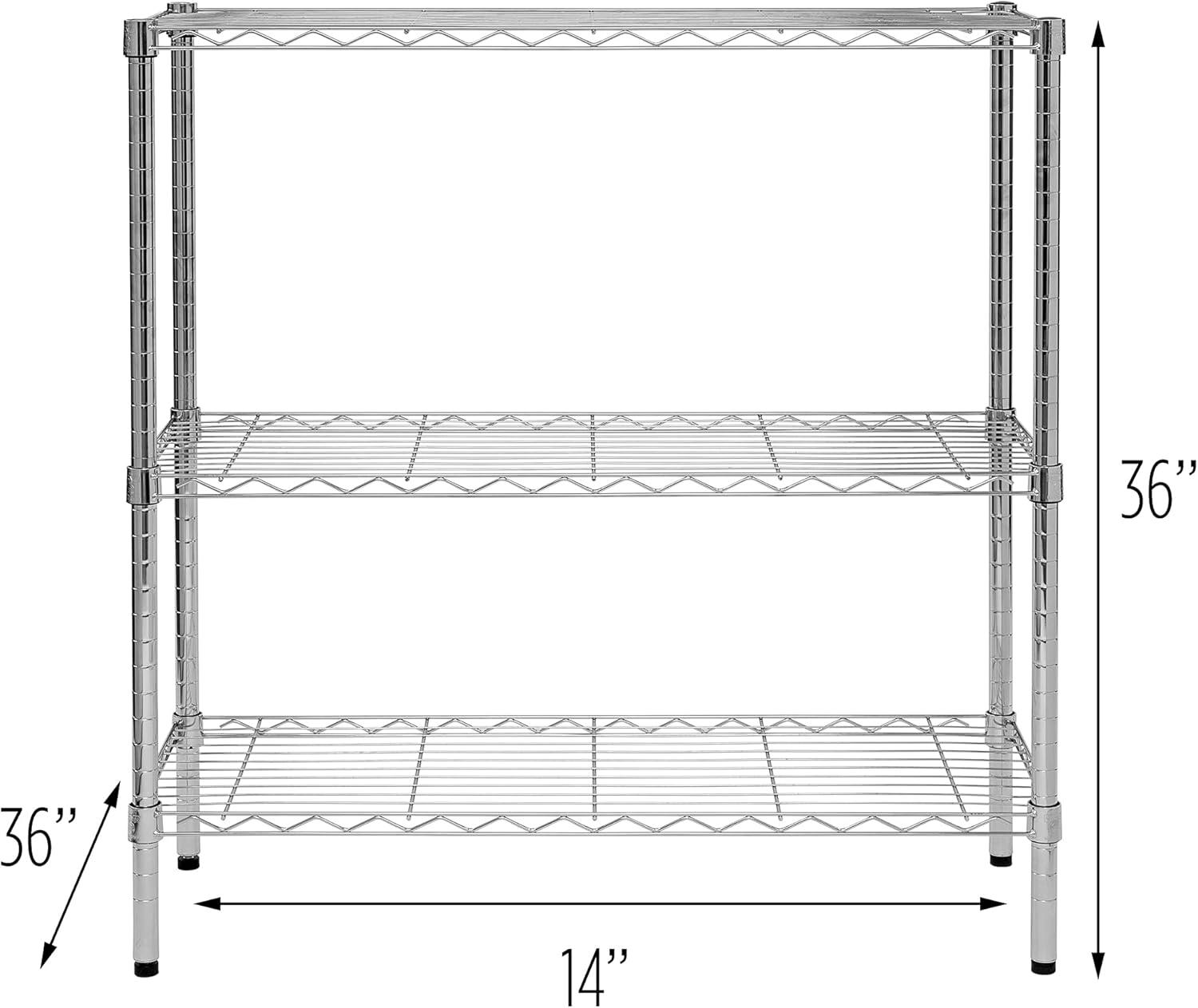 Honey-Can-Do 3-Shelf Steel Heavy Duty Adjustable Storage Shelves, Chrome, Holds up to 200 lb per Shelf