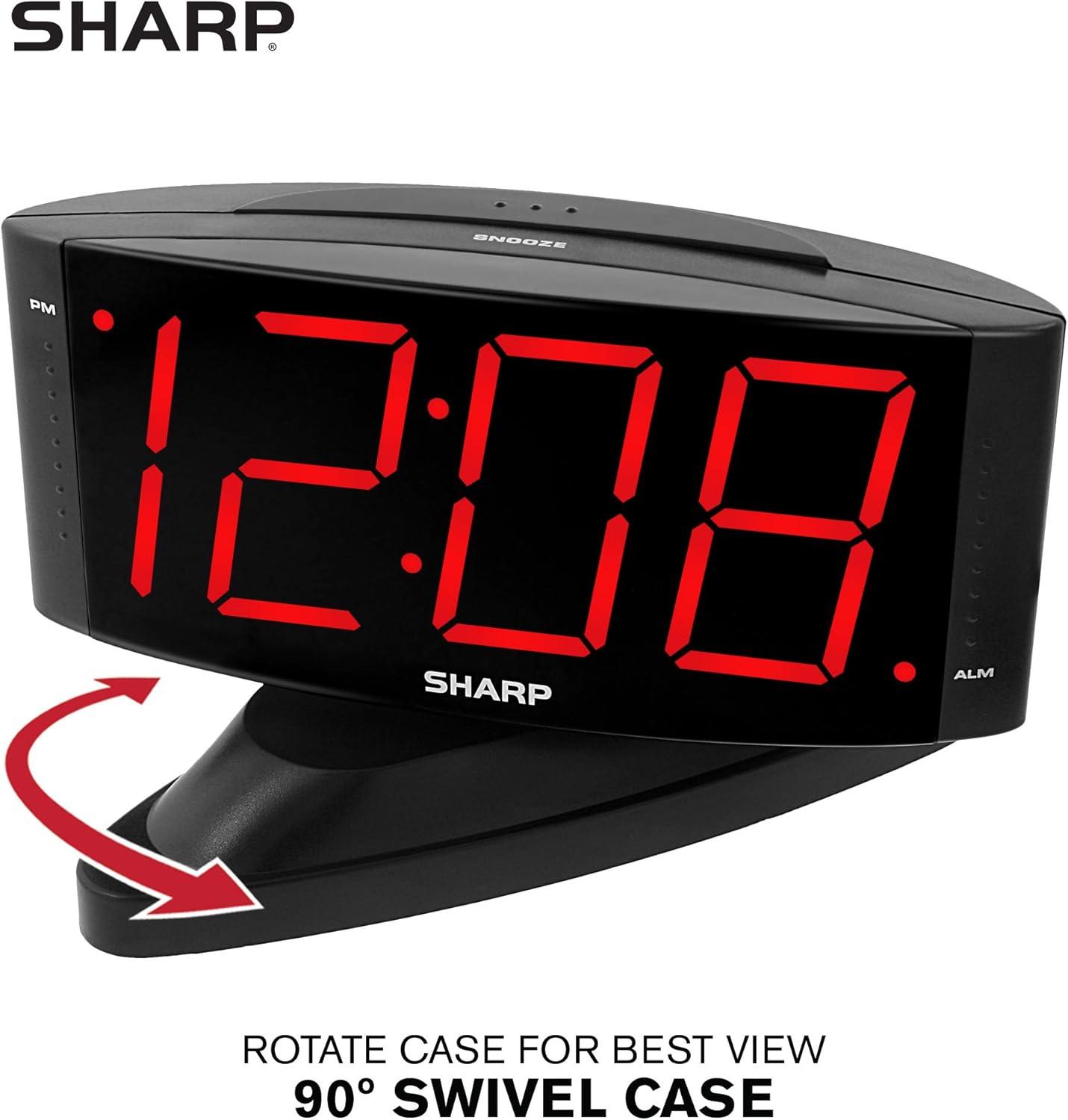 Black Digital LED Alarm Clock with Swivel Base