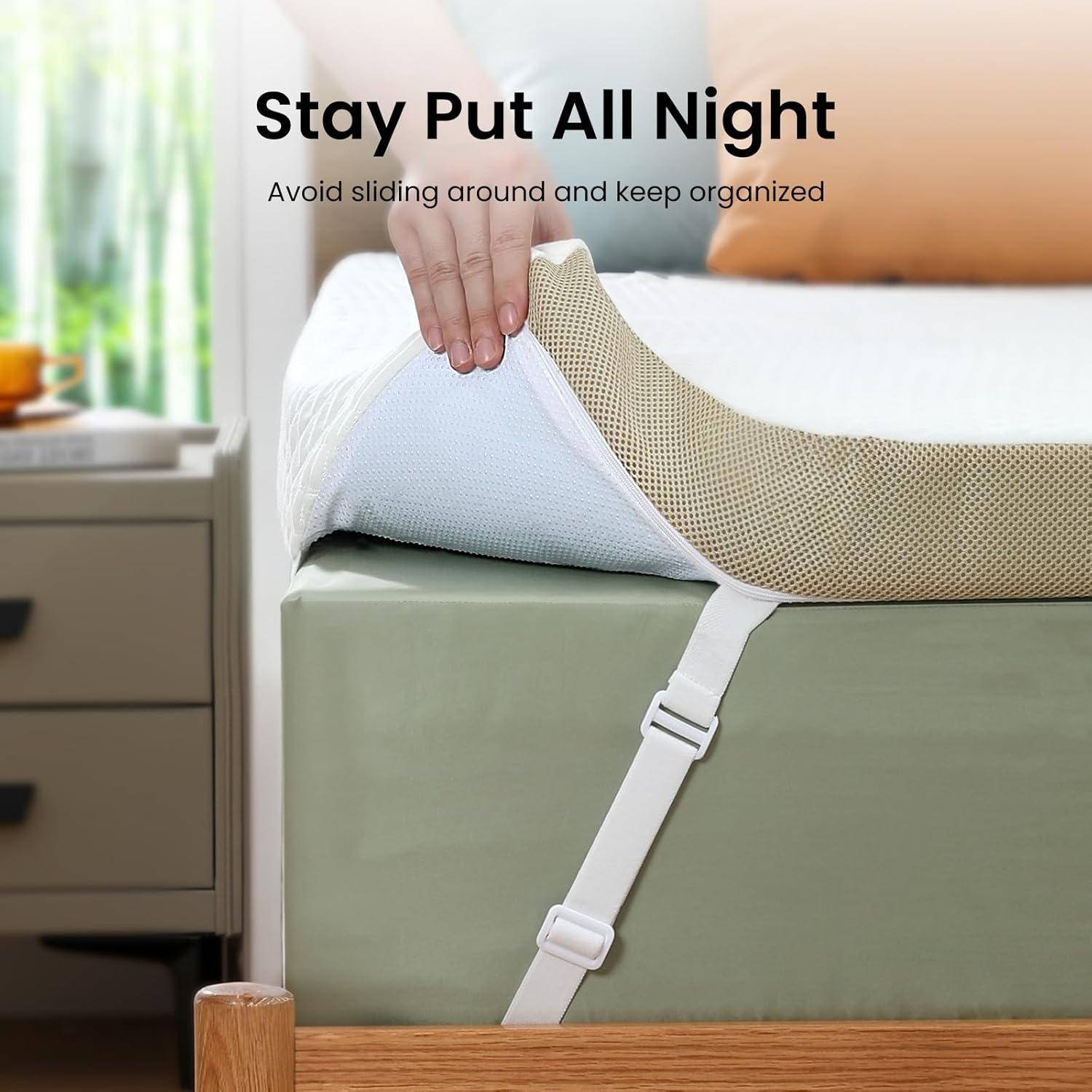 Marsail Twin Size Memory Foam Mattress Topper, 2 Inch Cooling Gel Infused Mattress Topper with Soft Cover, CertiPUR-US and Oeko-TEX Certified, Suitable for Sofa, RV, Camping