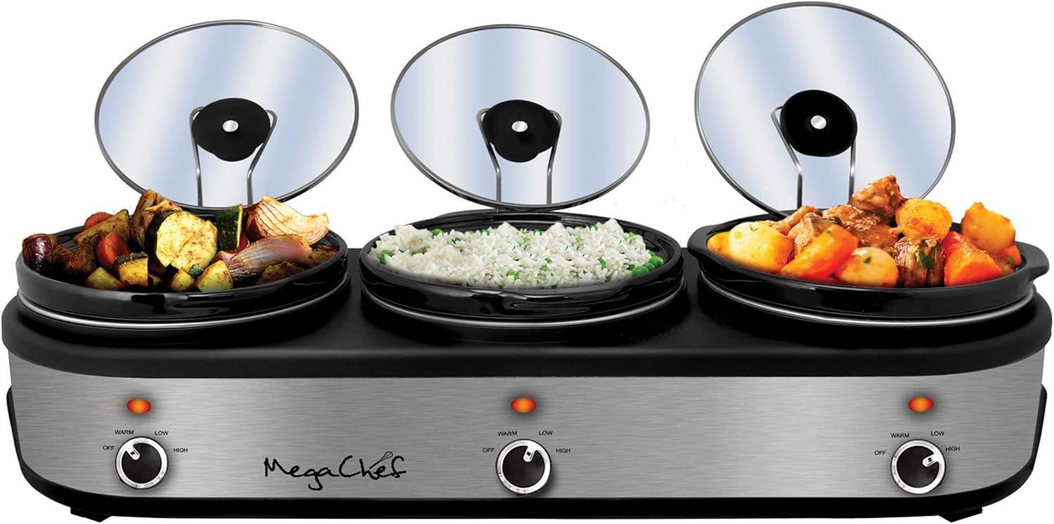 Mega Chef Mega Chef 2.5 Qt. Triple Slow Cooker and Buffet Server