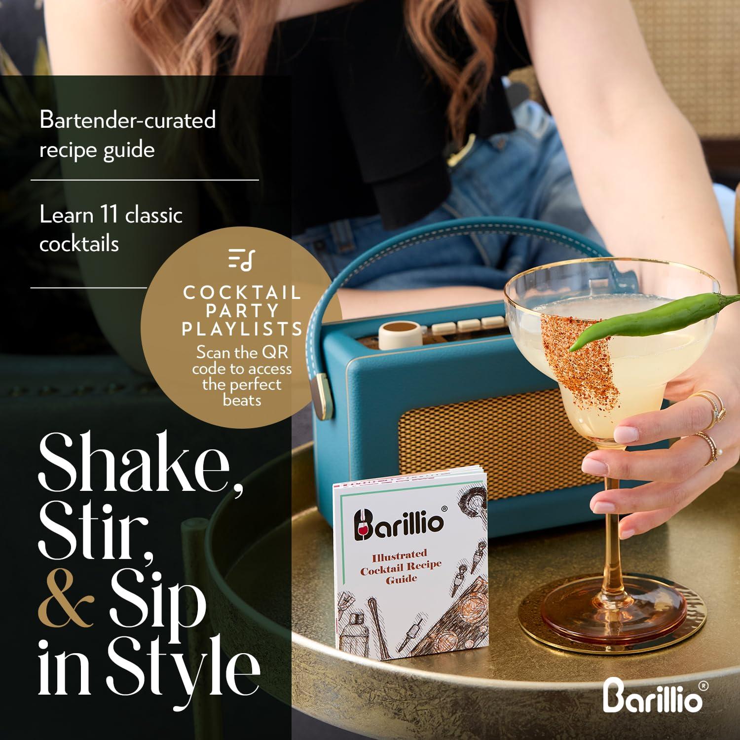 Rose Gold Stainless Steel Bartender Kit with Bamboo Stand