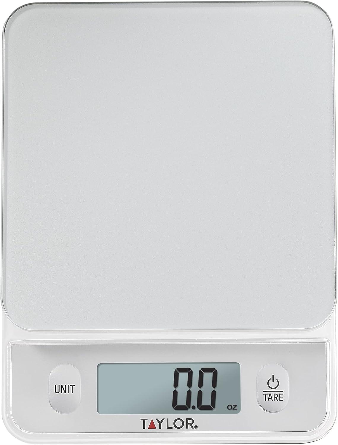 Taylor Digital Kitchen Glass Top 11lb Food Scale Silver