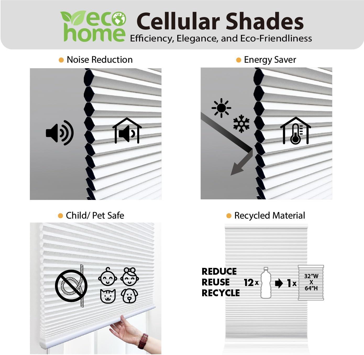 White Cordless Blackout Polyester Cellular Shades - 22.5 in. W x 72 in. L