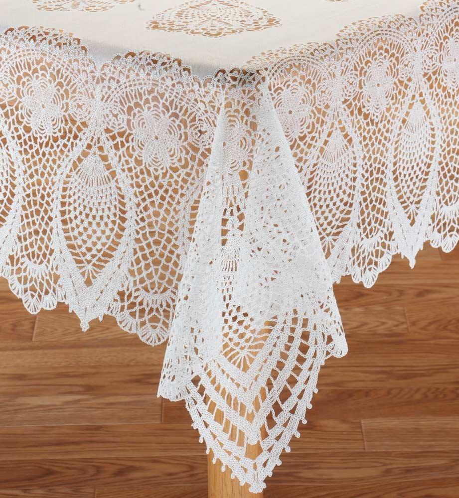 Miles Kimball White Vinyl Lace Tablecloth - 54" X 72" Oblong