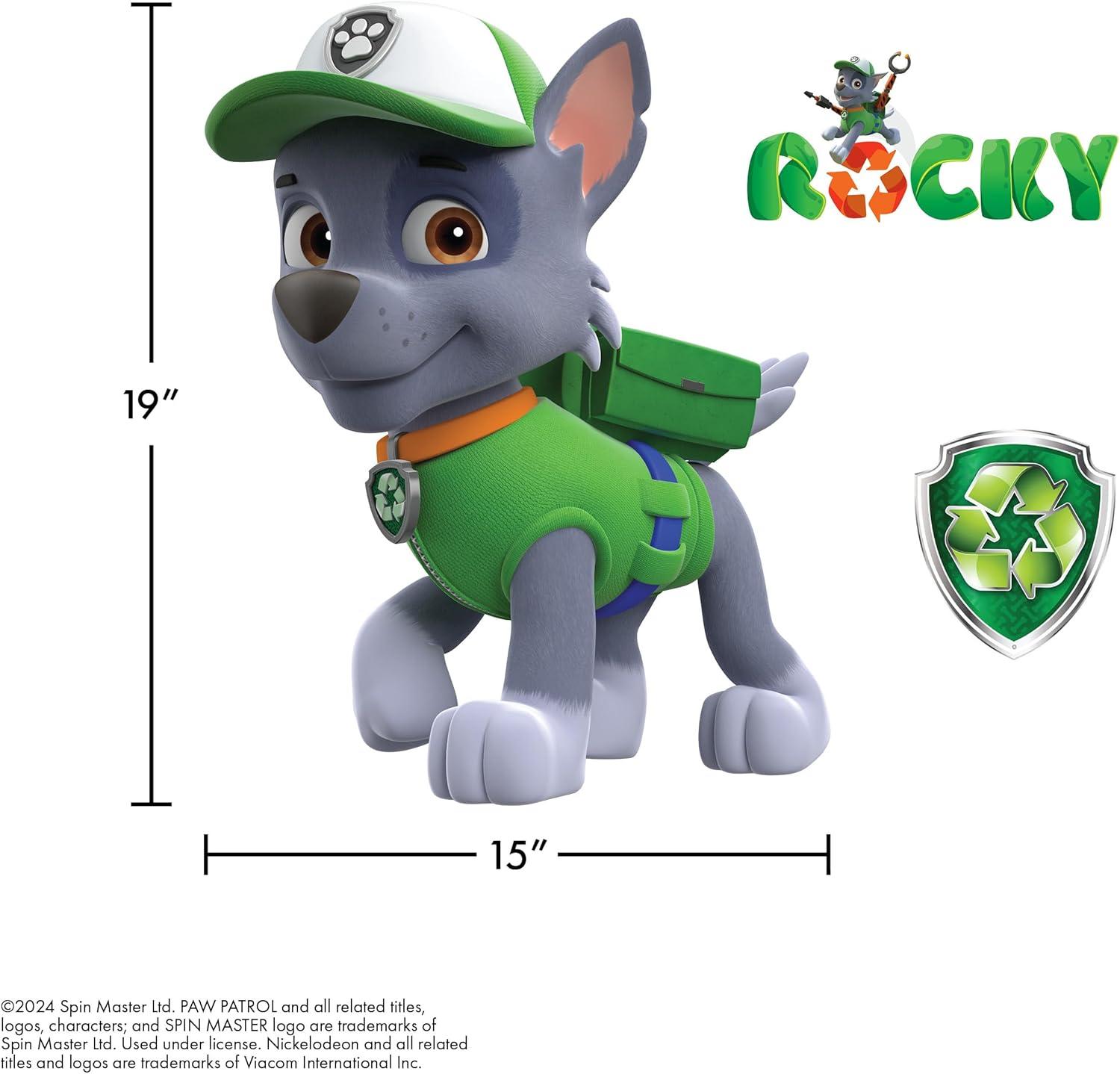 Wall Palz Nickelodeon Paw Patrol Wall Decal - 19" Rocky Vinyl Wall Stickers for Bedroom with 3D Augmented Reality Interaction - Paw Patrol Wall Décor