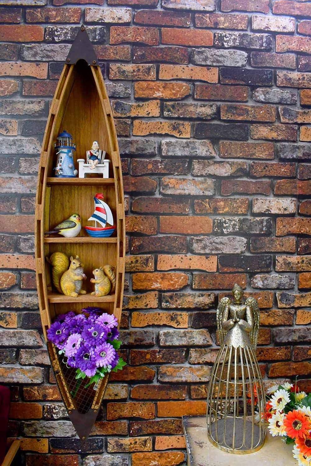 Attraction Design Wooden Boat Decor Hanging Wood Boat Decoration for Wall,Rustic Nautical Boat Decor Beach Theme Home Decoration Boat Sculpture Home Decor for Bathroom Bedroom Lake House Decoration