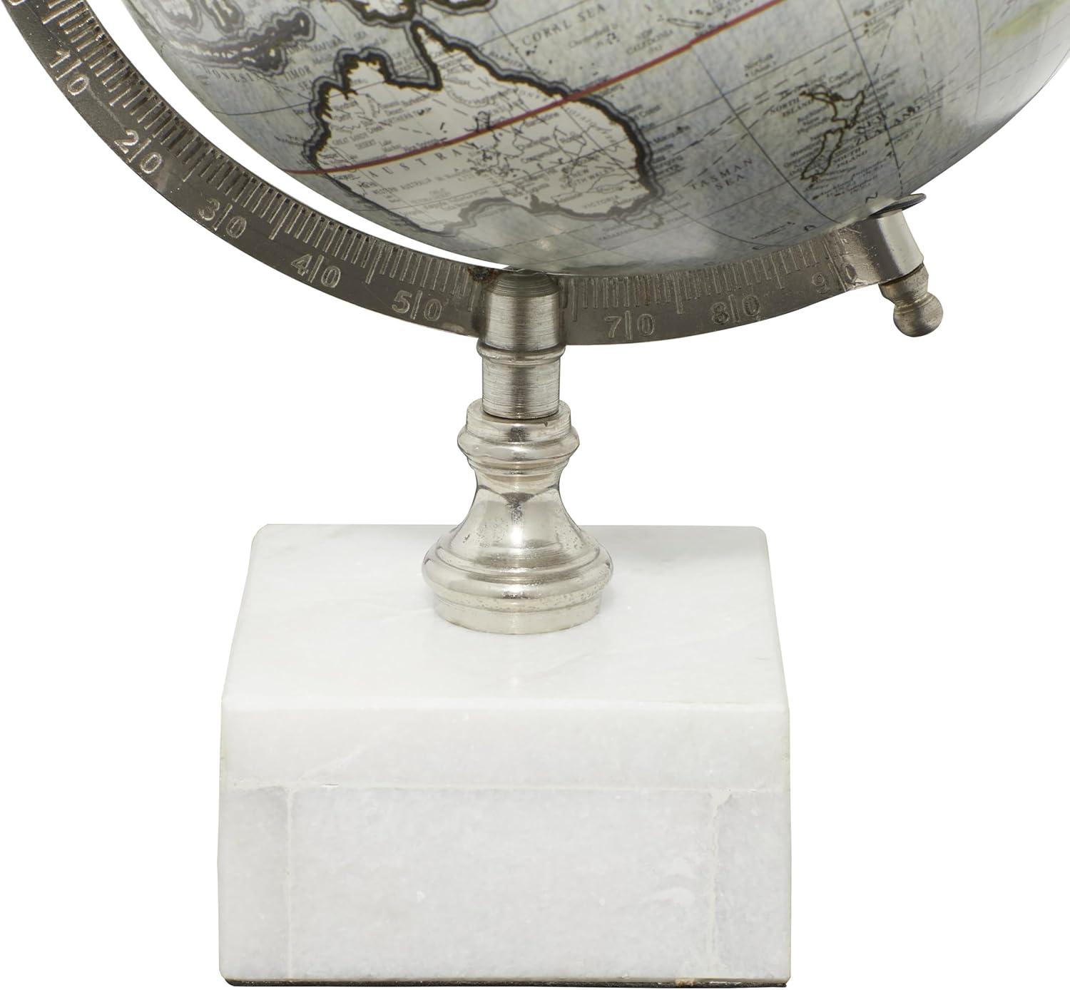 Olivia & May 13" x 9" Contemporary Decorative Globe with Iron and Ceramic Stand White: Metal Tabletop Sculpture, Indoor Display