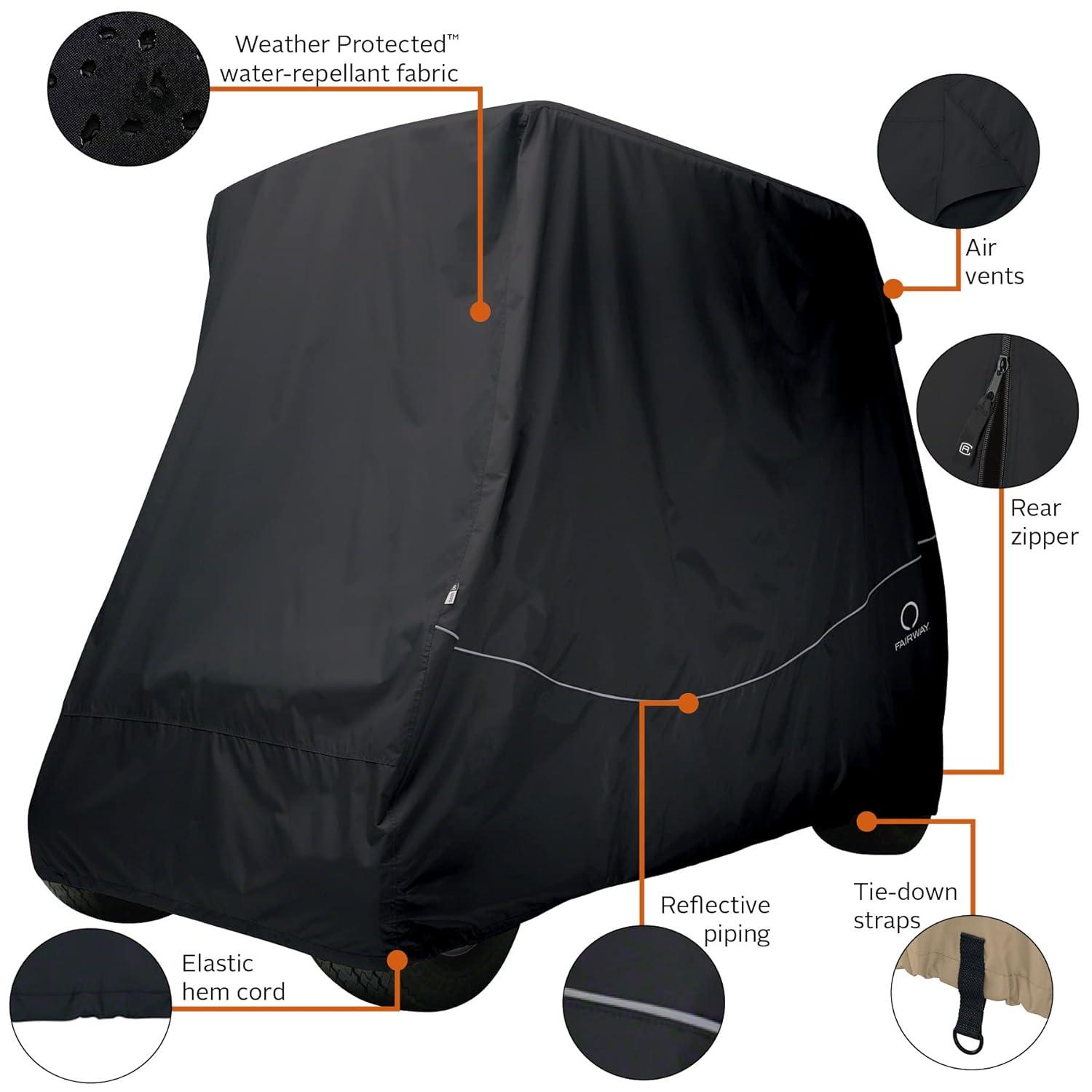 Fairway Short Roof Golf Car Quick-Fit Cover Black