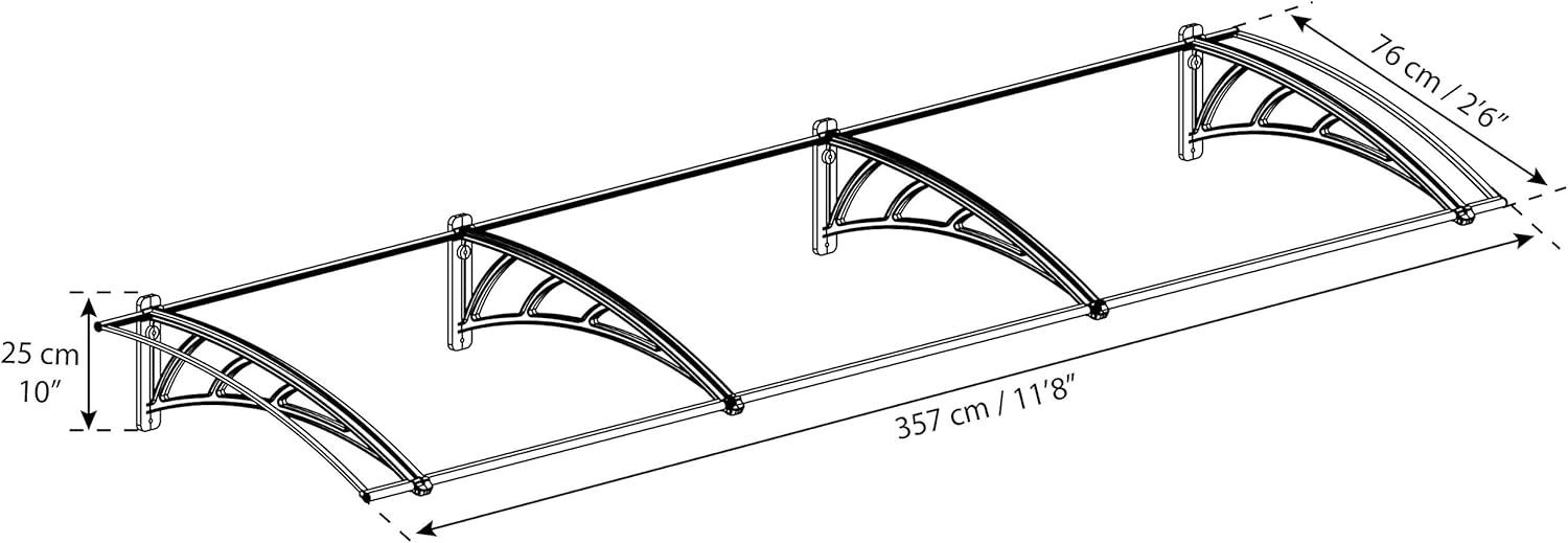 Palram - Canopia Neo Polycarbonate Clear Stationary Slope Door and Window Awning