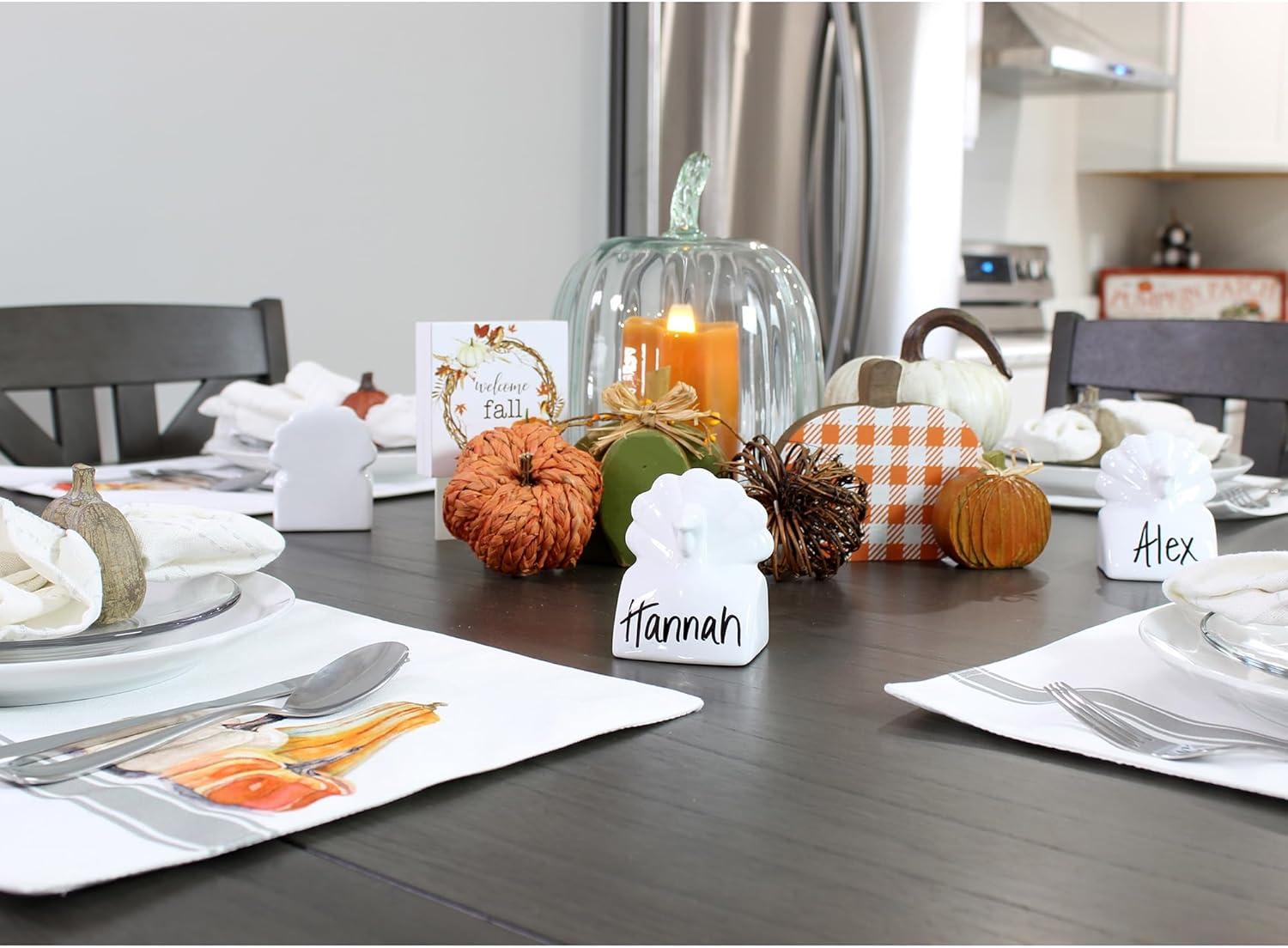 AuldHome Design Fall Placemats, 4pc Set; Thanksgiving & Halloween Pumpkin Themed Table Decor