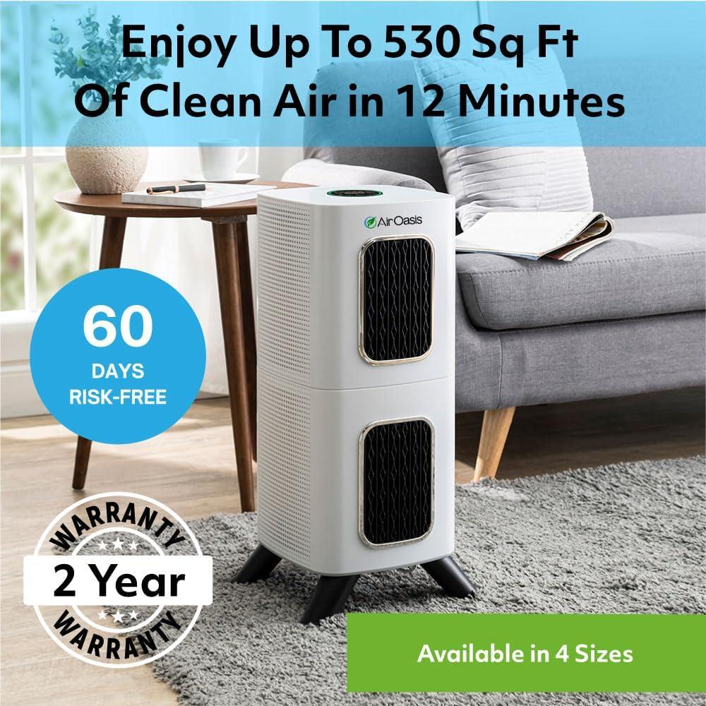 iAdaptAir 2.0 Medium 5-Stage True HEPA Filtration for Viruses, Mold, Dust, Smoke, Pollen & Odors with 2 year Filter Life, Ozone Free Bi-Polar Technology, WiFi Compatible, and up to, 2,650 Sq Ft of Clean Air.