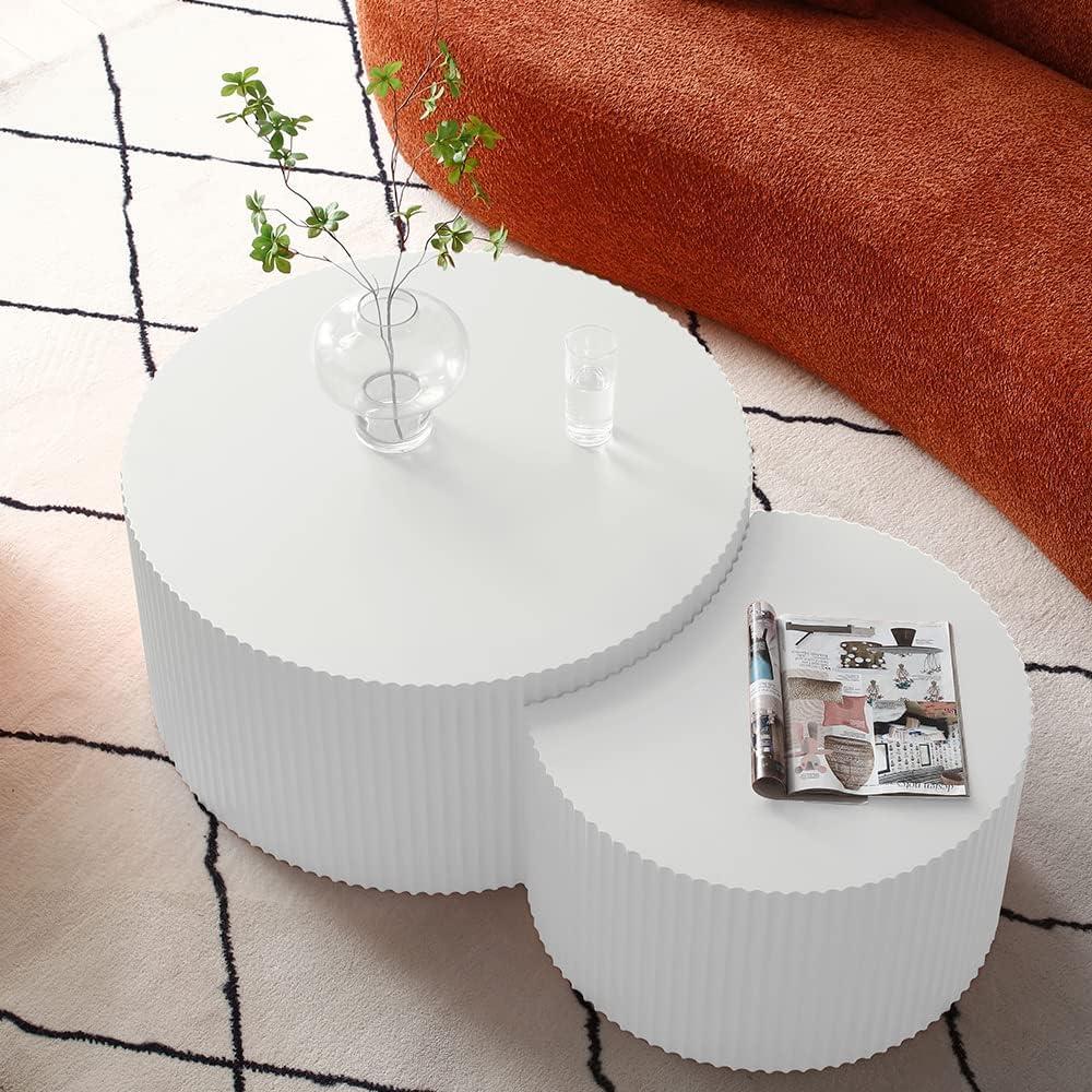 Hokku Designs Blayne 23.62" Round Nesting Coffee Table (2-Pieces)