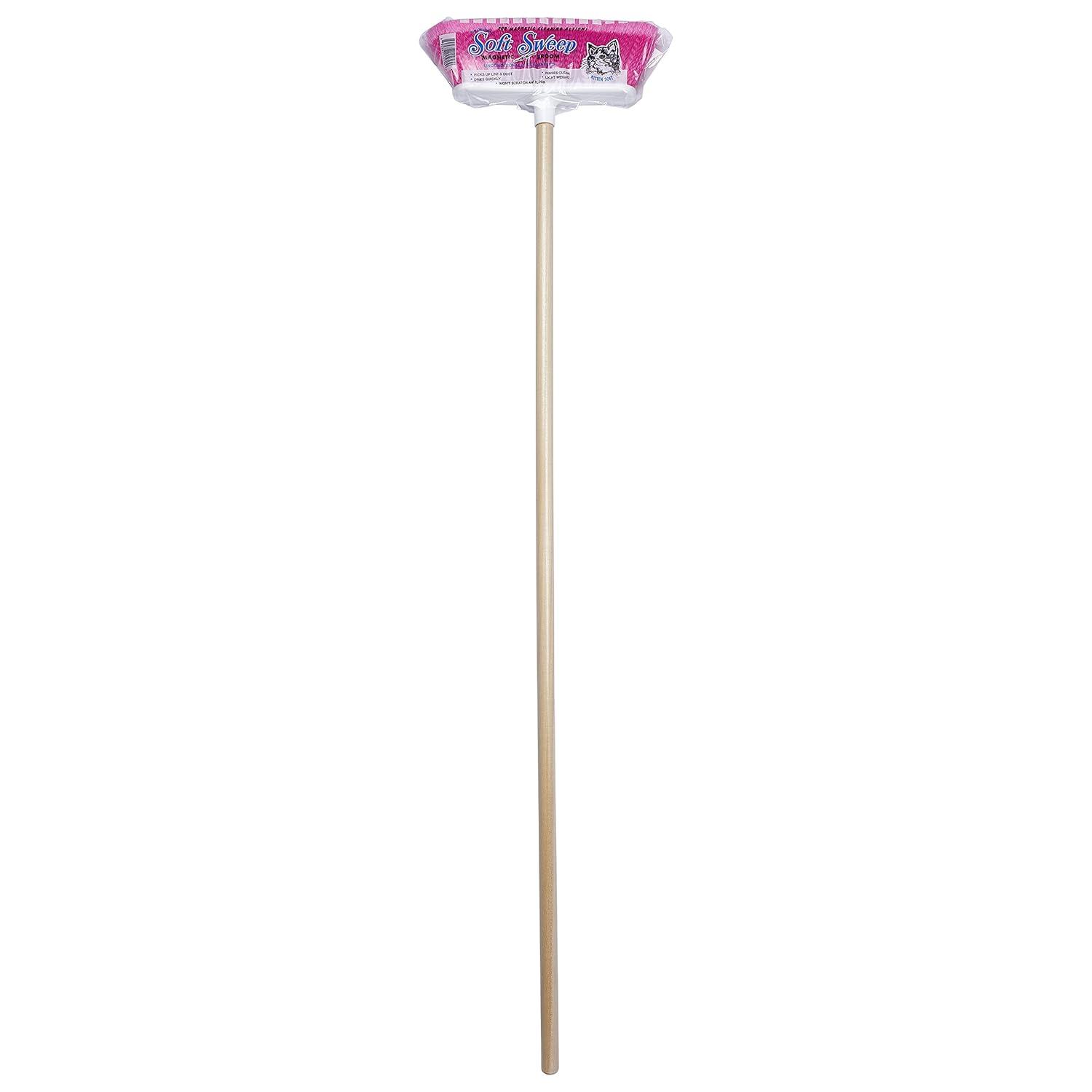 Natural Finish Wood Handle Brooms with Assorted Colors (2 Brooms)