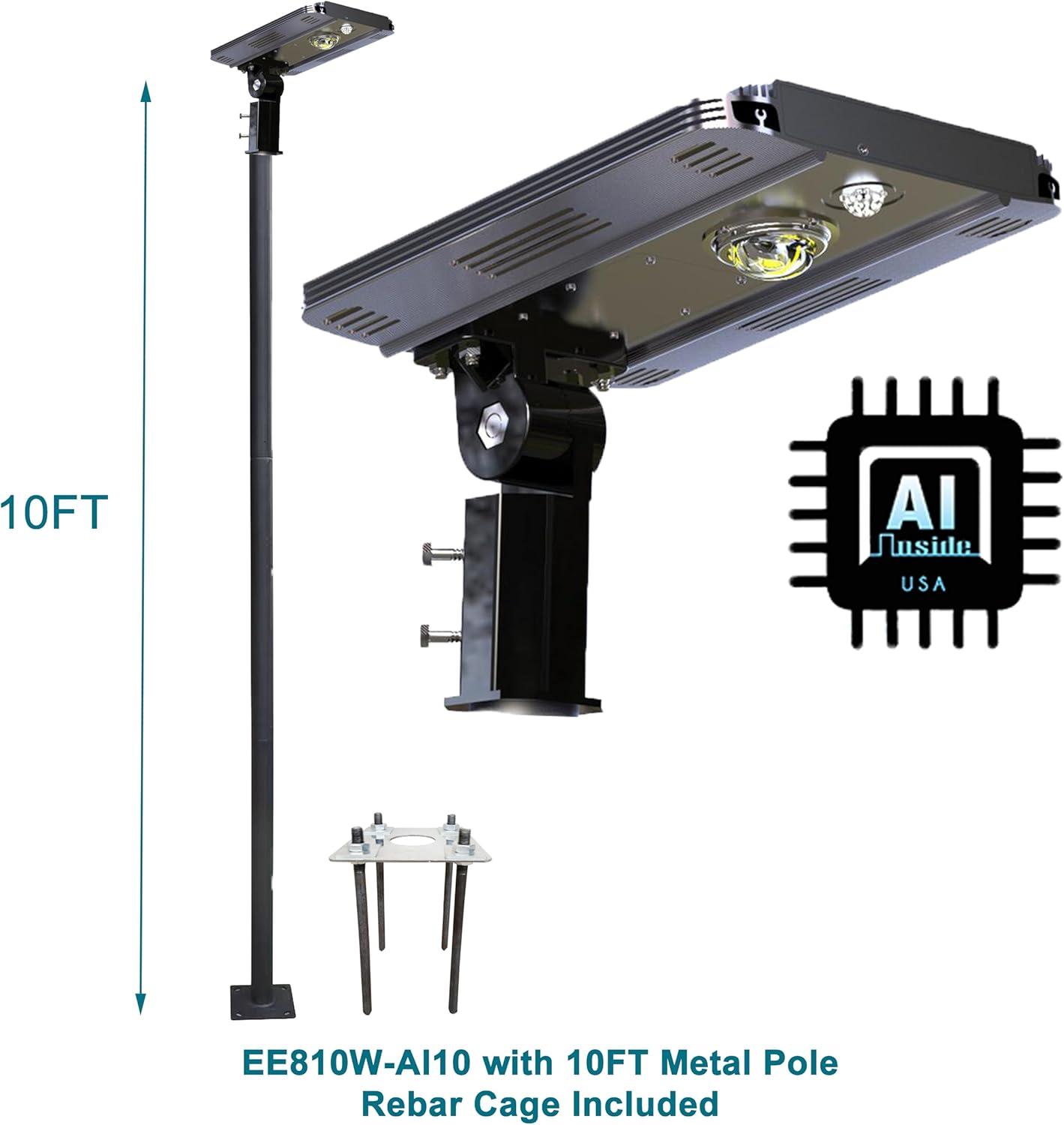 eLEDing 2.5 in - 3 in. up to 13 ft. Black Outdoor Universal Metal Light Post Pole w/ Metal Rebar Cage EE-PL4m