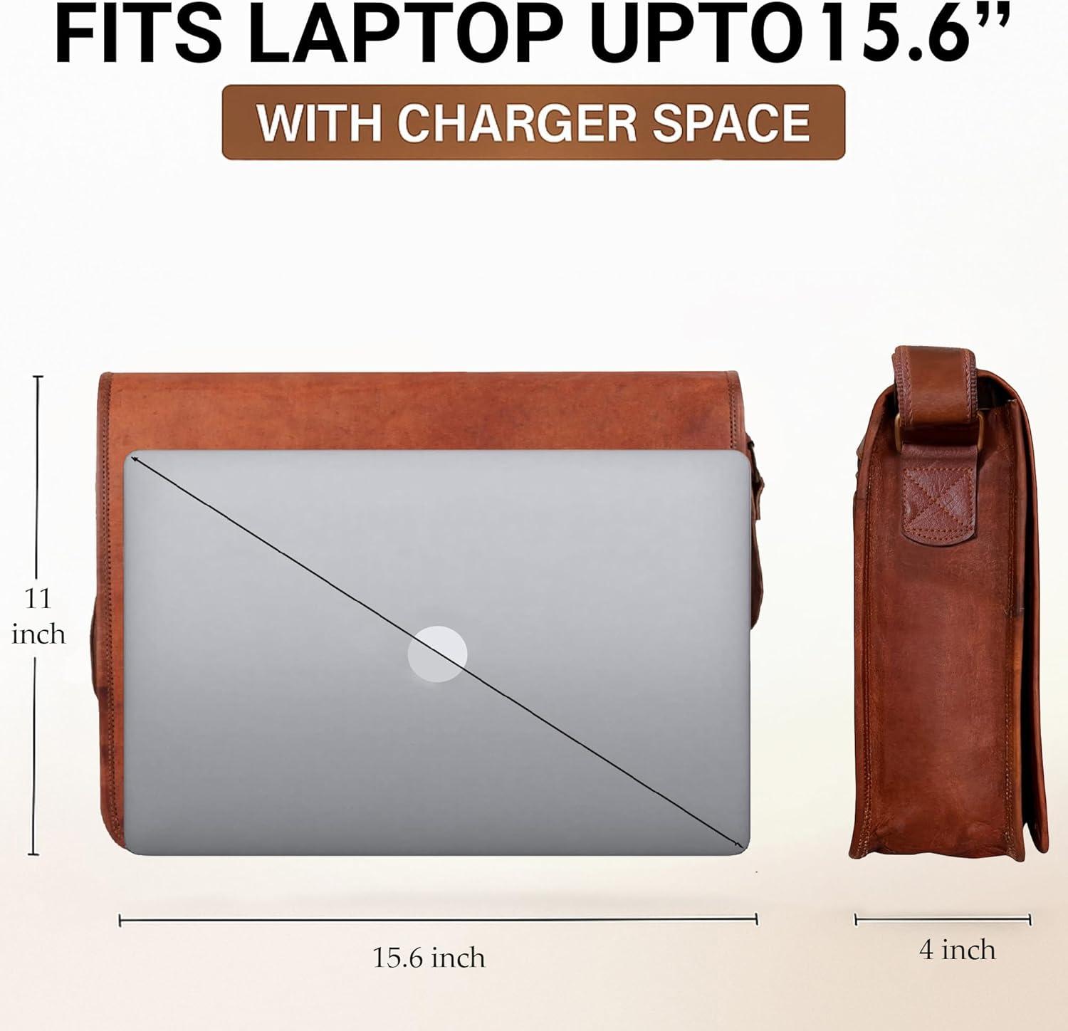 Messenger Bag Genuine Leather (Unisex, Adults, Brown, Medium) by Vintage Gallery!!