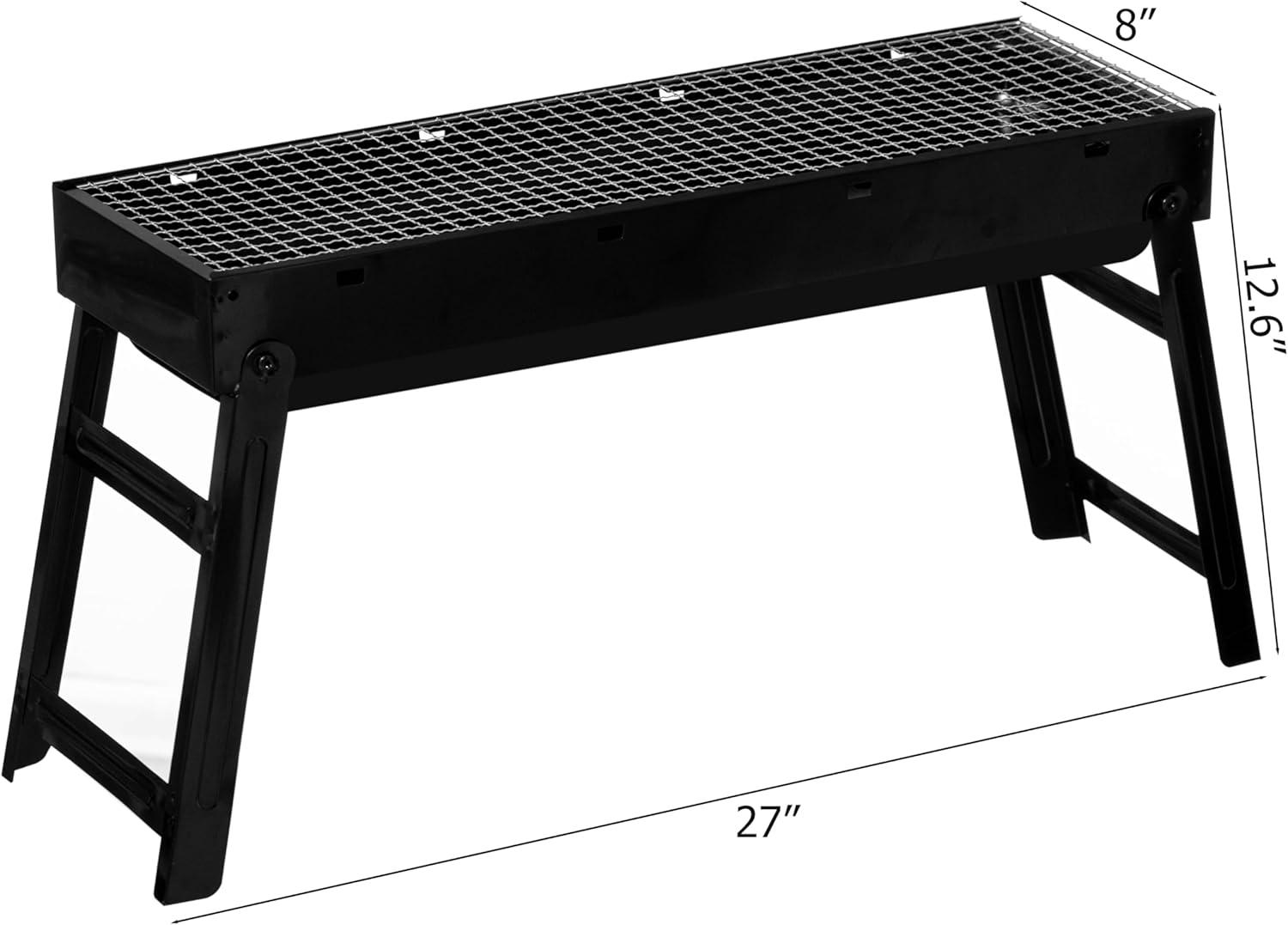 Gardenised Portable Standing Charcoal Grill Foldable Stainless Steel Bbq For Camping Backyard Tailgating Hiking Picnic Travel Beach Party Garden Gathering Poolside Cooking Skewers & Outdoor Barbecue