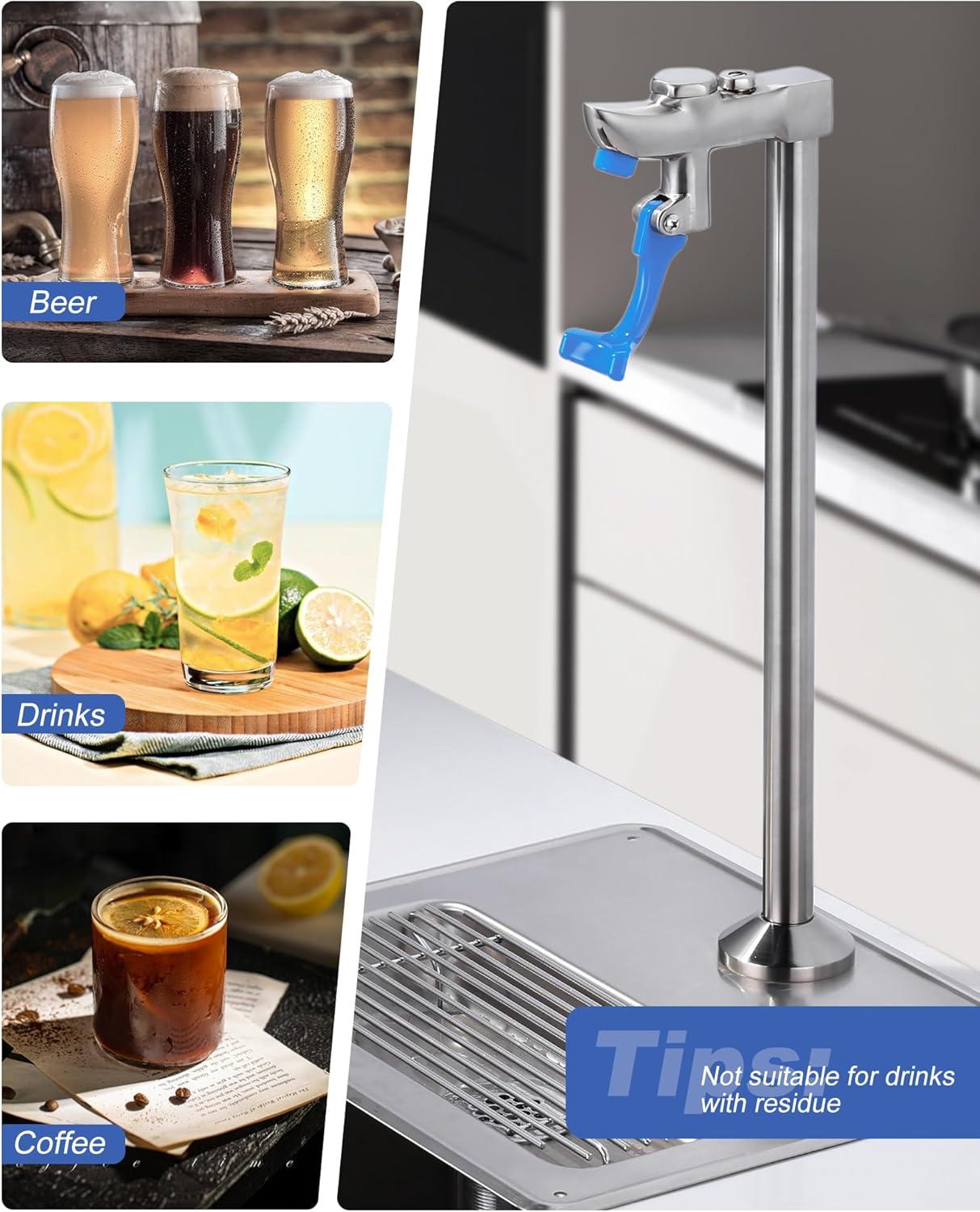 WOWOW 14 Inch Glass Filler Deck Mount Water Bottle Filling Station Brass Bar Faucet Glass Filling Station G1/2" Male Shank with Adapter for Restaurants Kitchen Bar