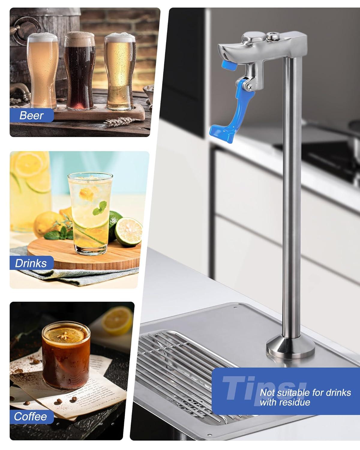 WOWOW 14 Inch Glass Filler Deck Mount Water Bottle Filling Station Brass Bar Faucet Glass Filling Station G1/2" Male Shank with Adapter for Restaurants Kitchen Bar