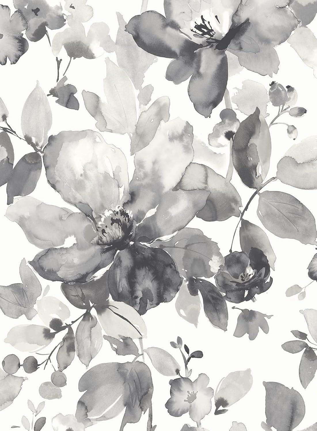 NextWall  Watercolor Flower Peel and Stick Wallpaper 20.5 in. W x 18 ft. L - Inkwell