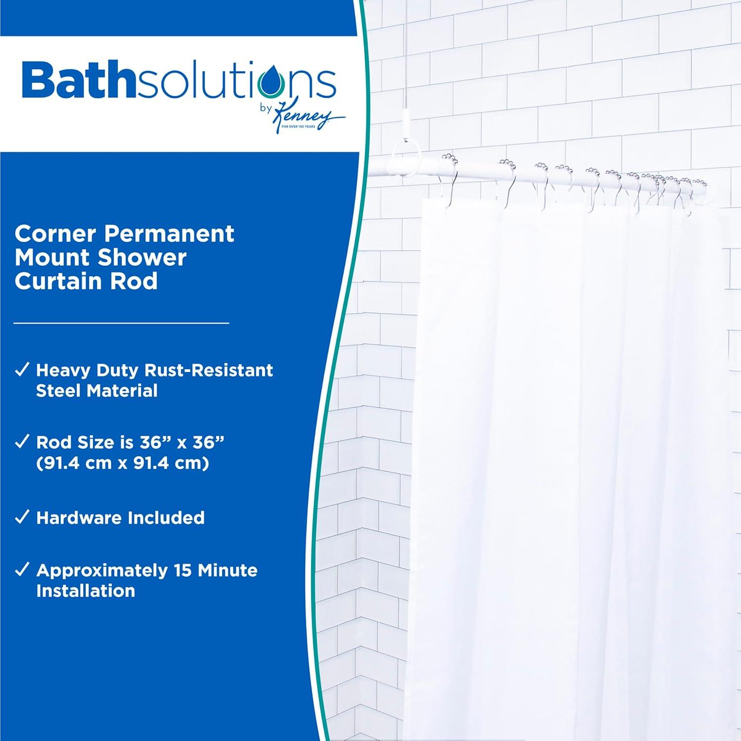 Kenney Twist & Fit 36" x 36" Fixed Corner Shower Curtain Rod