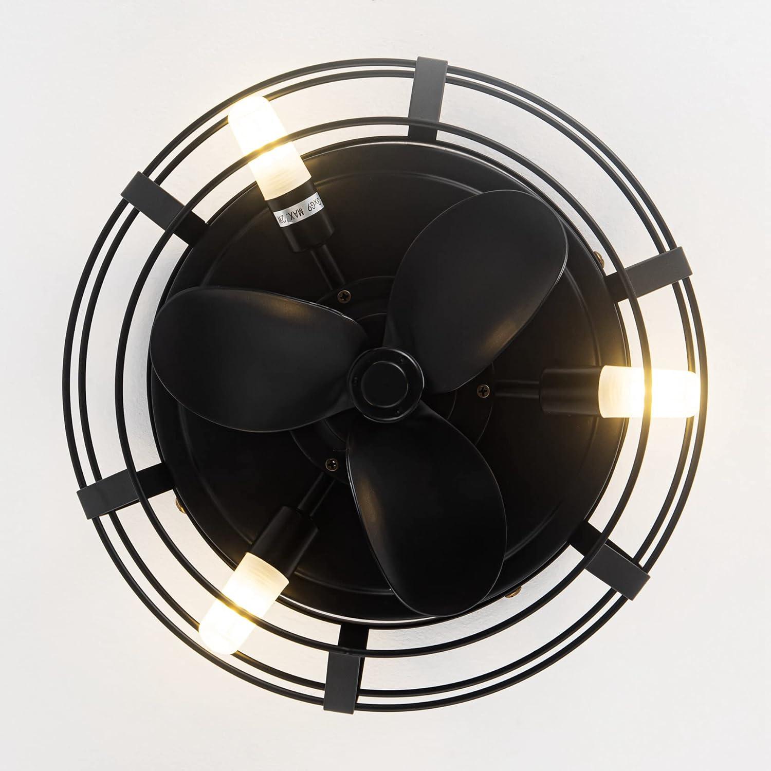Parrot Uncle 12.2" Modern Black Bladeless Fan Flush Mount Ceiling Fan