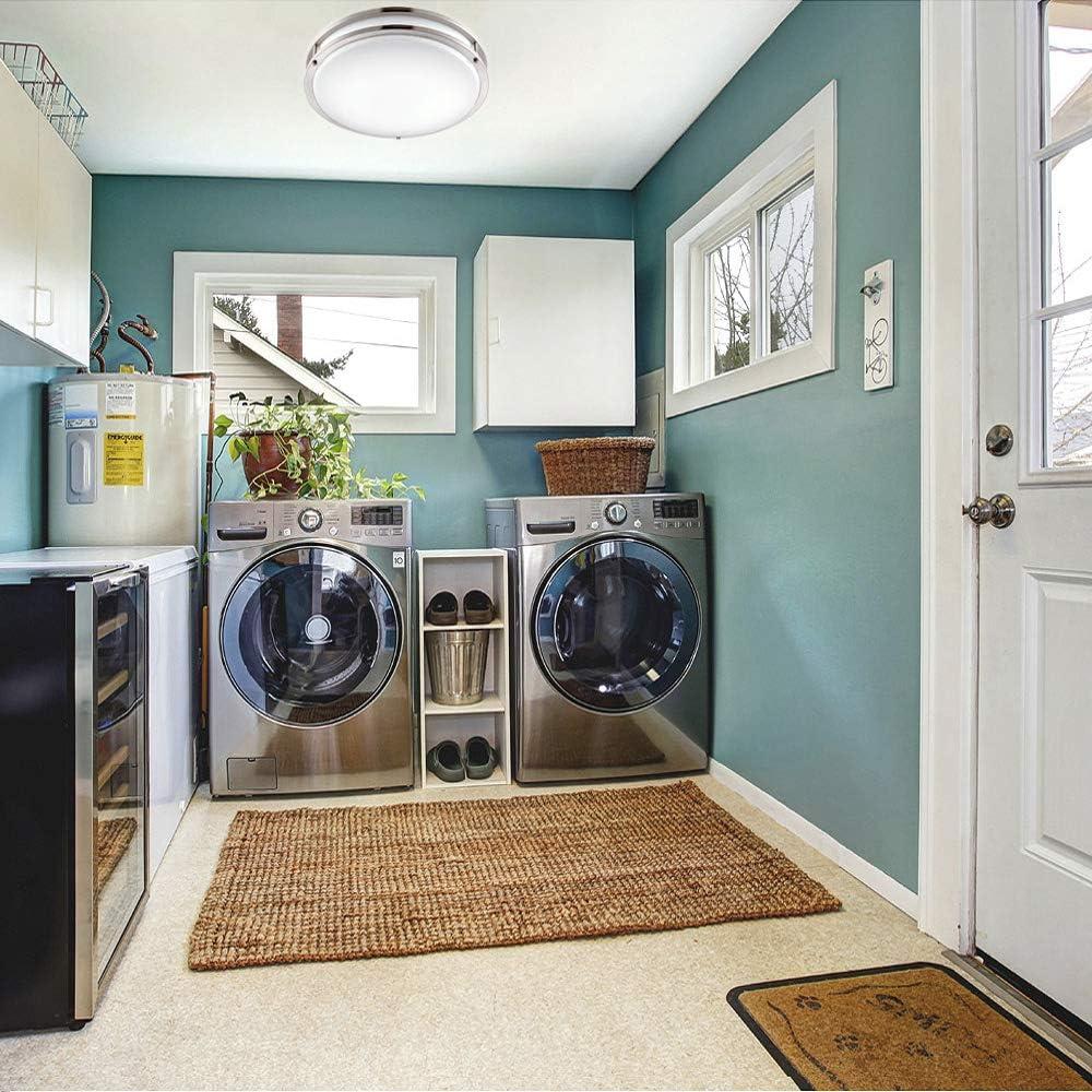 Designers Fountain Flush Mount Ceiling Light, 10 Inch Round LED DC Lighting Fixture Kitchen, Bedroom, Bathroom, Hallway, Dimmable, 1150 Lumens, 3000K/4000K/5000K, Brushed Nickel, EV1410C3C-35