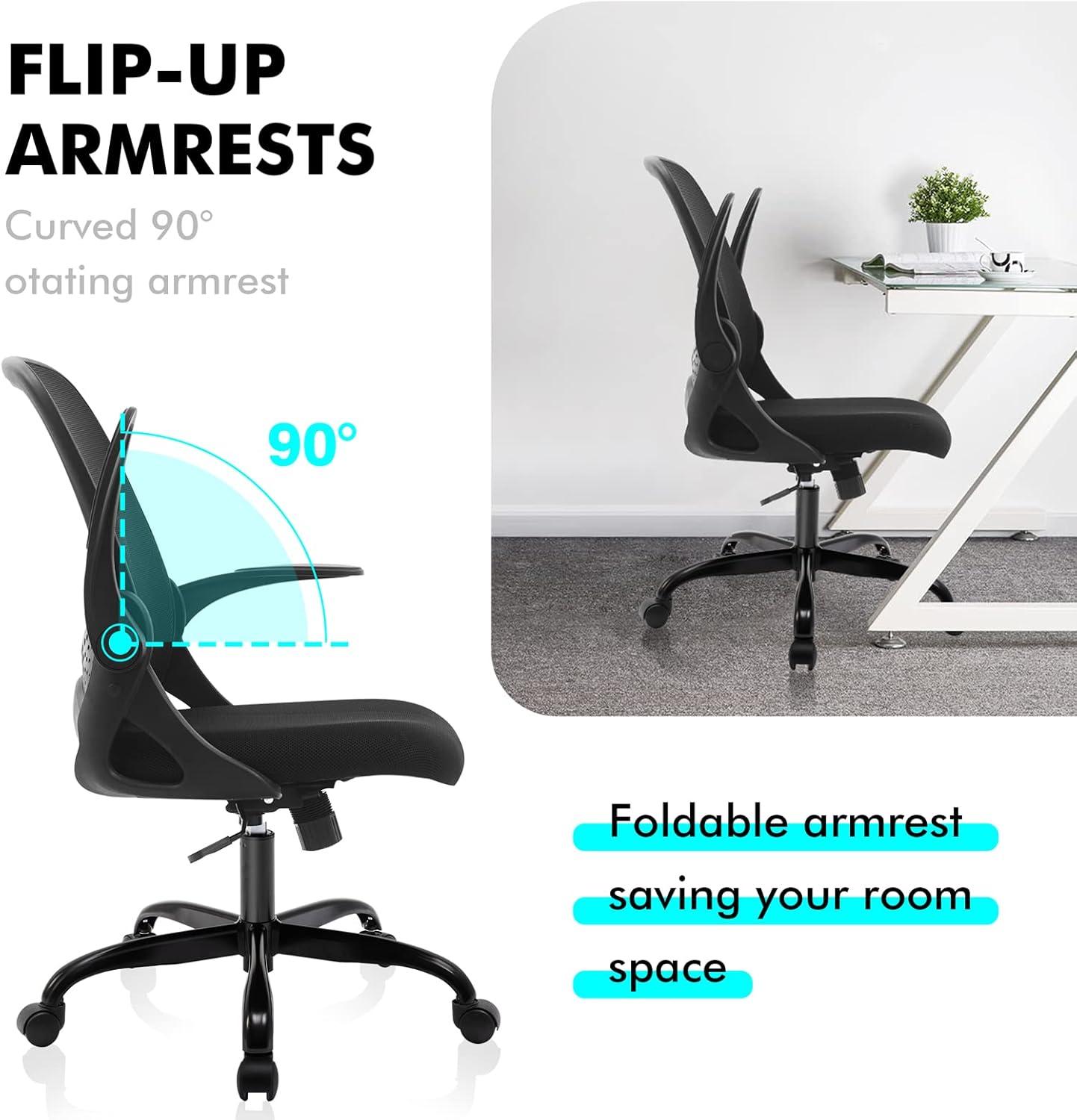 Black Mesh Ergonomic Swivel Task Chair with Adjustable Arms