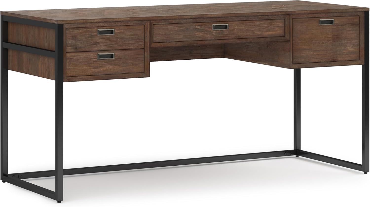 Simpli Home Richmond ACACIA WOOD Modern Industrial 60" Desk in Rustic Natural Brown