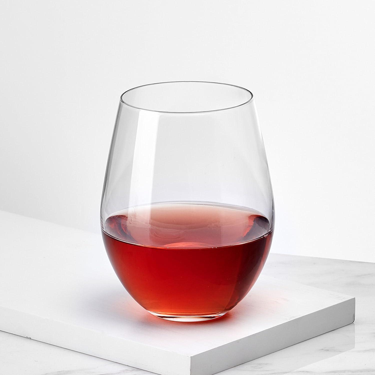 Clear 21-Ounce Modern Stemless Wine Glass Set of 4