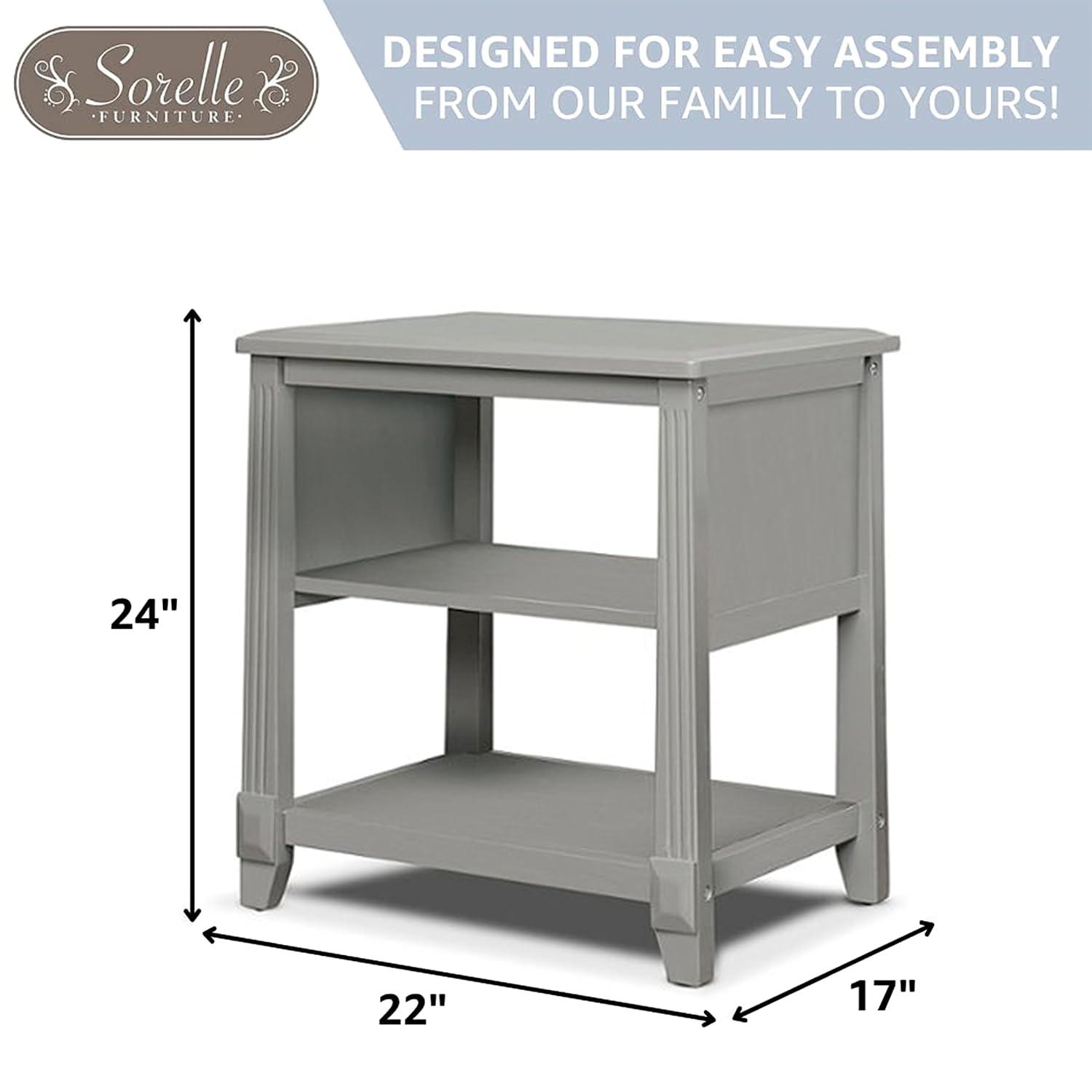 Berkley Weathered Gray 2-Shelf Baby Nightstand