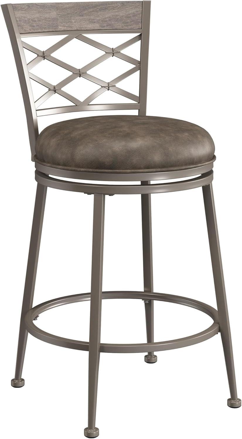 Hutchinson Gray Wood and Metal Swivel Counter Stool