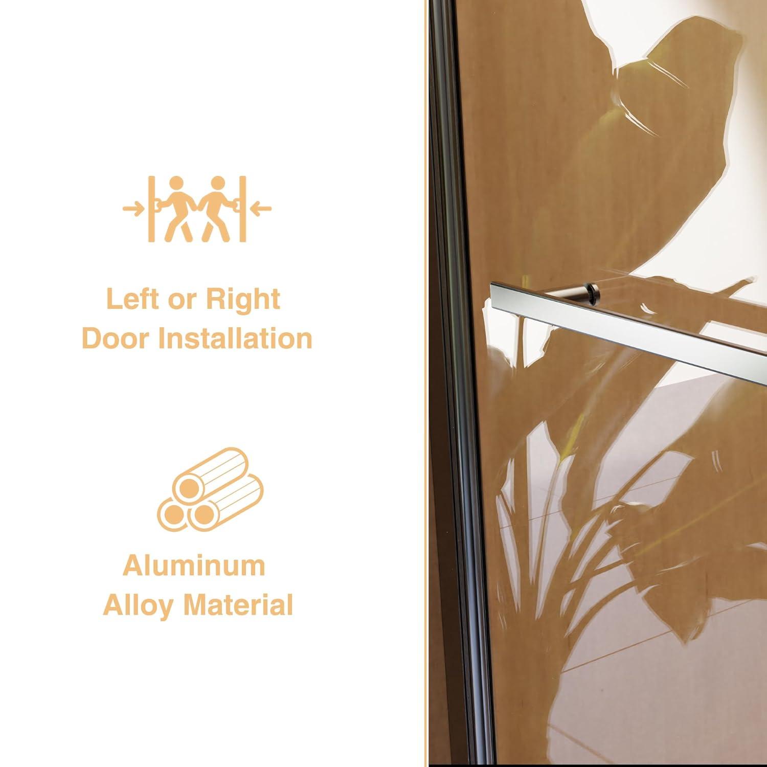 31"W x 55"H Frameless Folding Pivot Shower Tub Door Reversible Installation