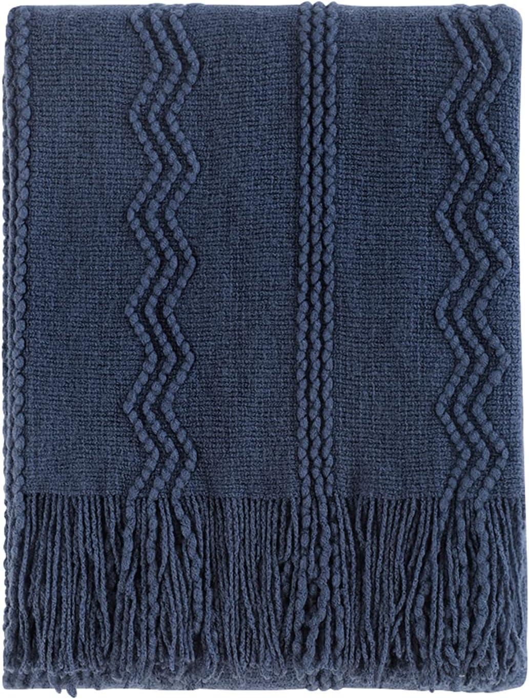 Battilo Home Throw Blanket for Couch, Textured Soft Throw Blankets, Decorative Knitted Blanket for Home Living Room Decor, 50"x60"