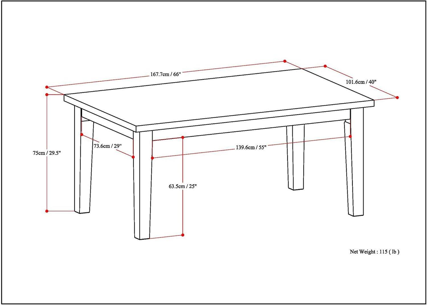 Eastwood Java Brown Solid Hardwood Rectangular Dining Table