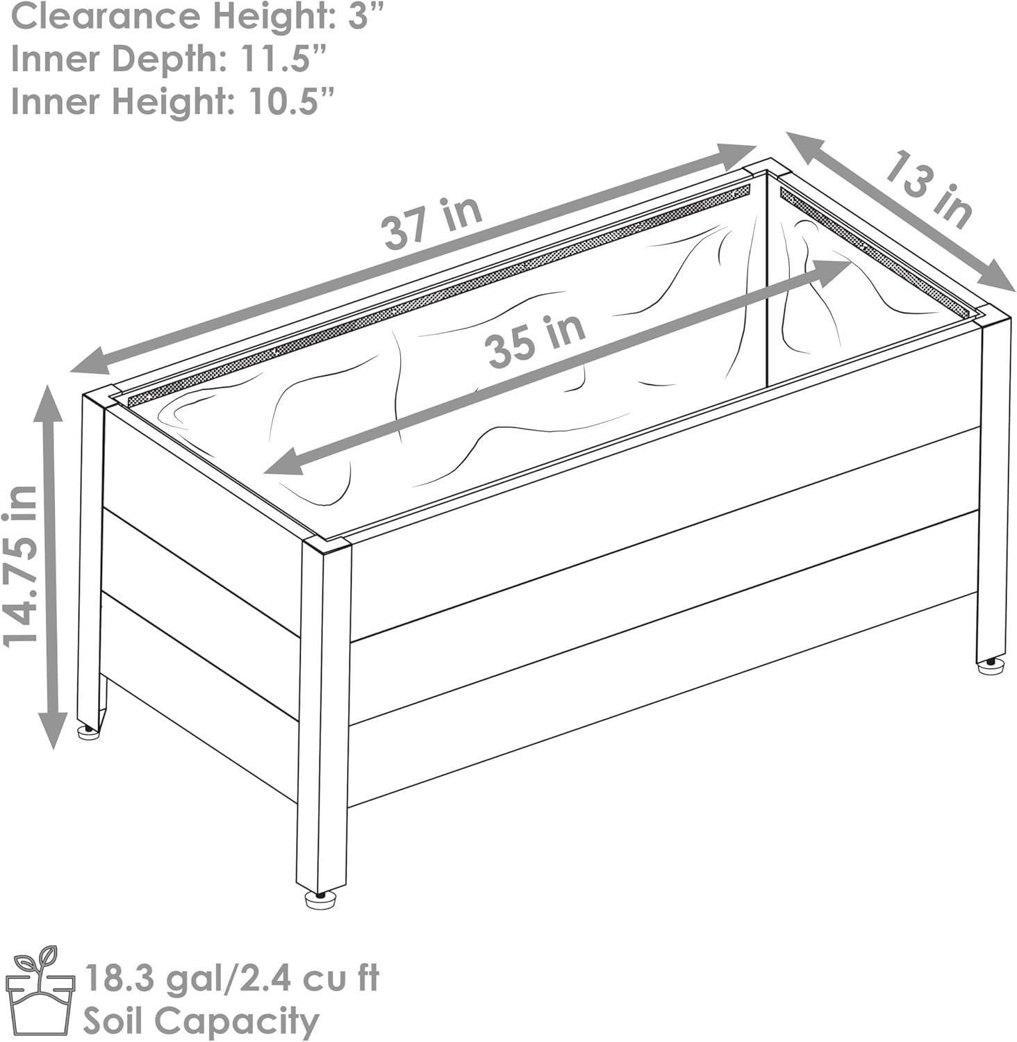 Roxey Acacia Wood Rectangular Raised Garden Bed Planter Box - 37" x 13" x 14.75"